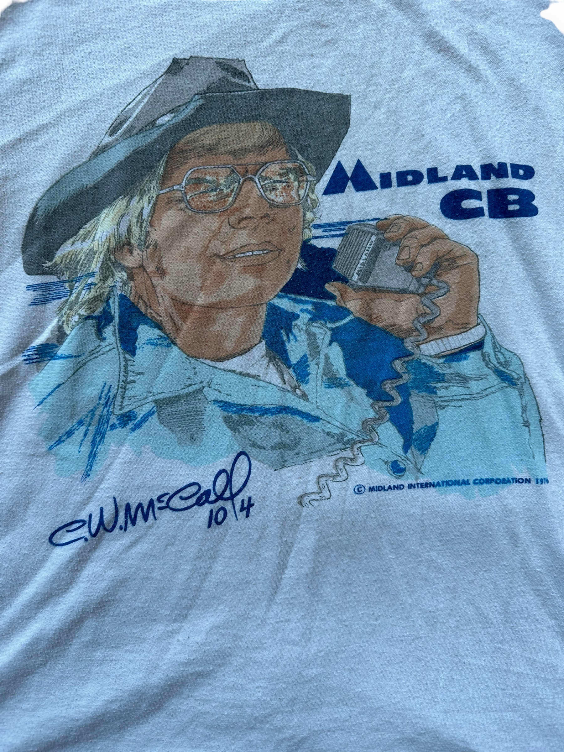 Close up of Graphic on Vintage CW McCall Midland CB Tee SZ L | Country Music Tees Seattle | Barn Owl Vintage Goods
