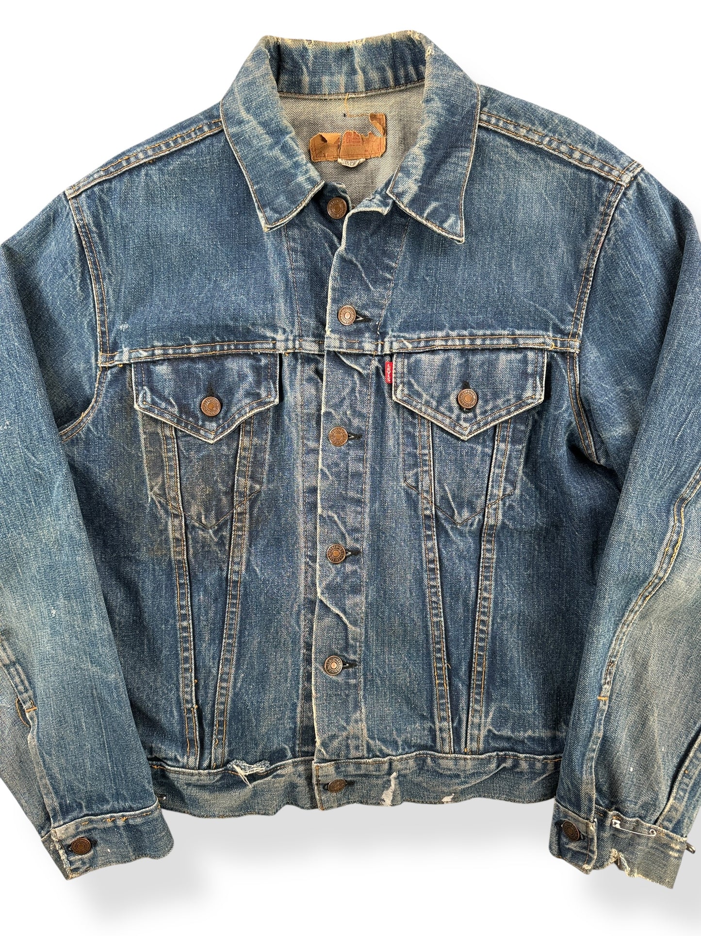 Front Graphic of Vintage Big E Levis 70505 Jacket SZ 42 AS IS