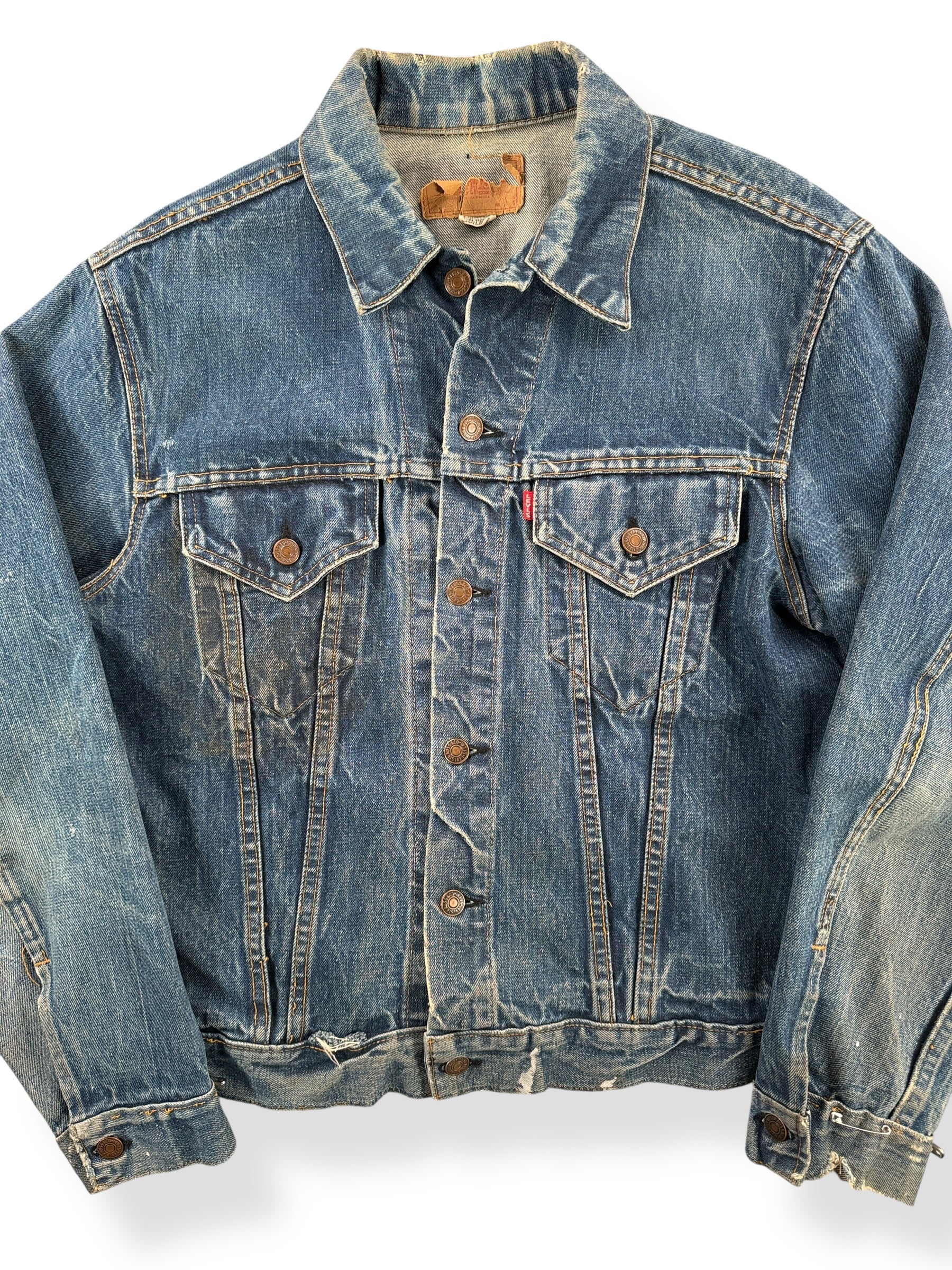 Front Graphic of Vintage Big E Levis 70505 Jacket SZ 42 AS IS
