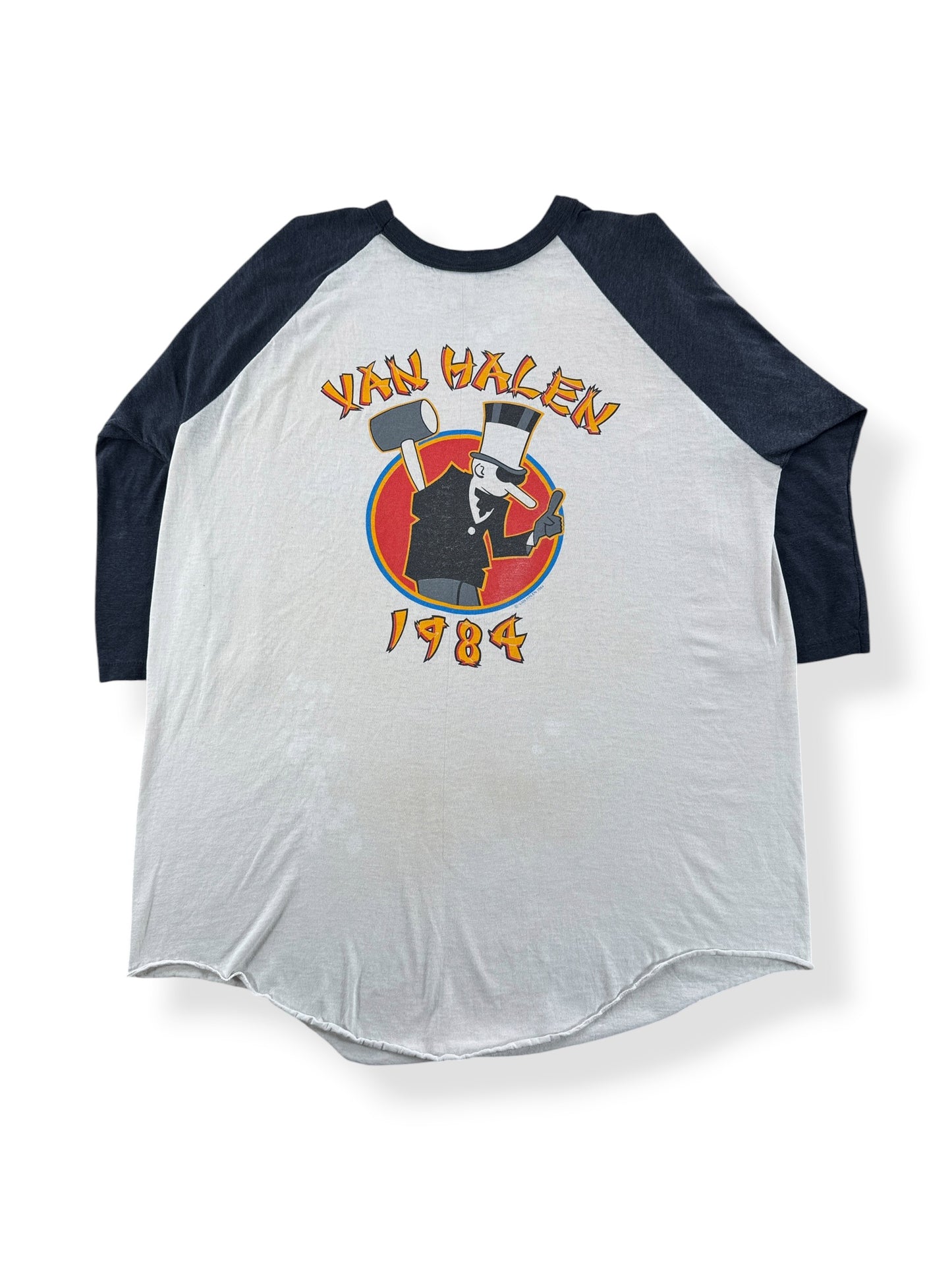 Back of Vintage 1984 Van Halen Raglan Band Tee SZ XL