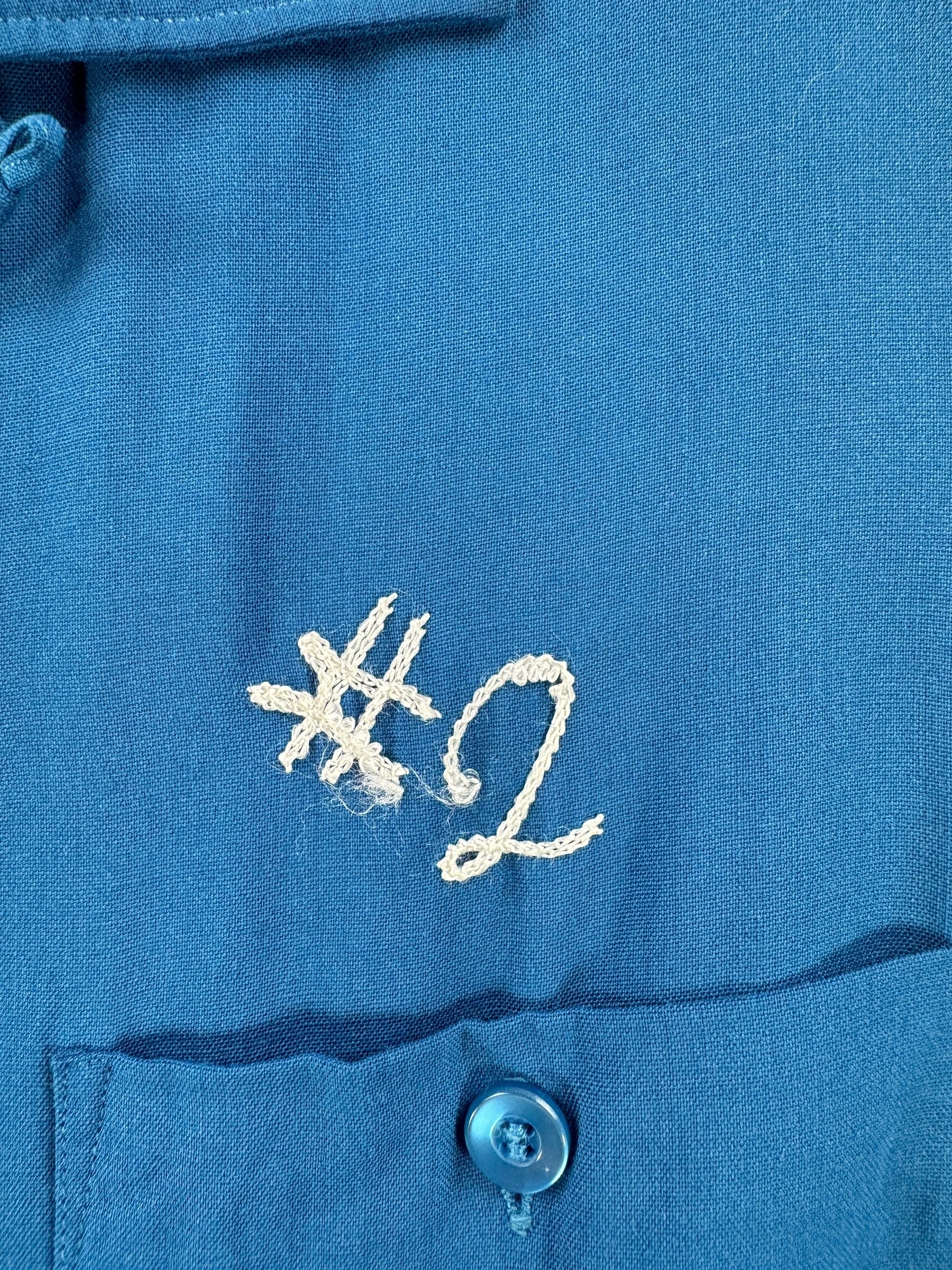 Chainstitching on Vintage Union Carbide Bowling Shirt SZ M