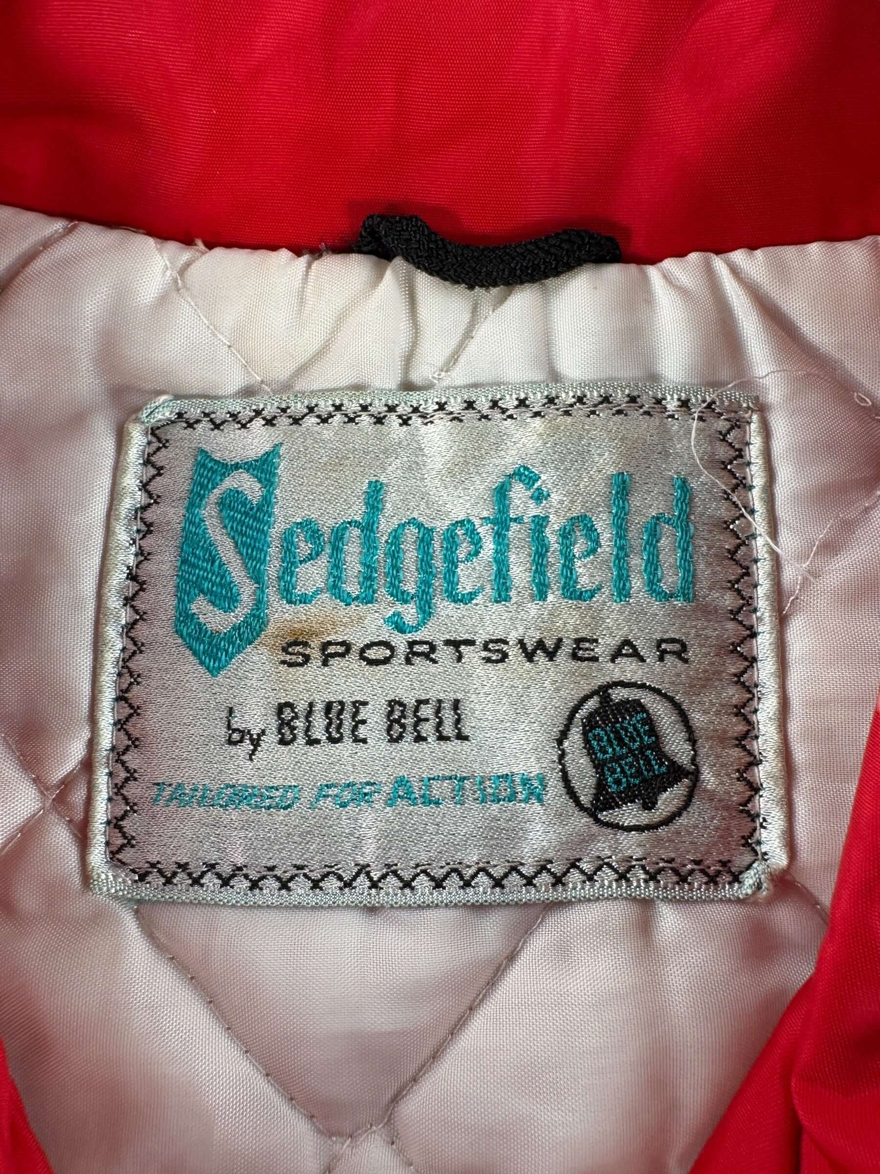 Label on Vintage 60s Red Blue Bell Zip Jacket SZ 42