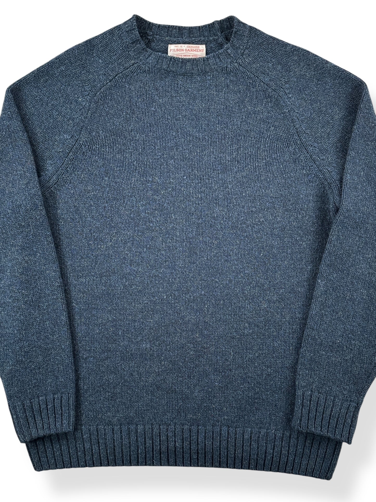 Front Close Up of Filson Made in Italy Wool Sweater SZ M