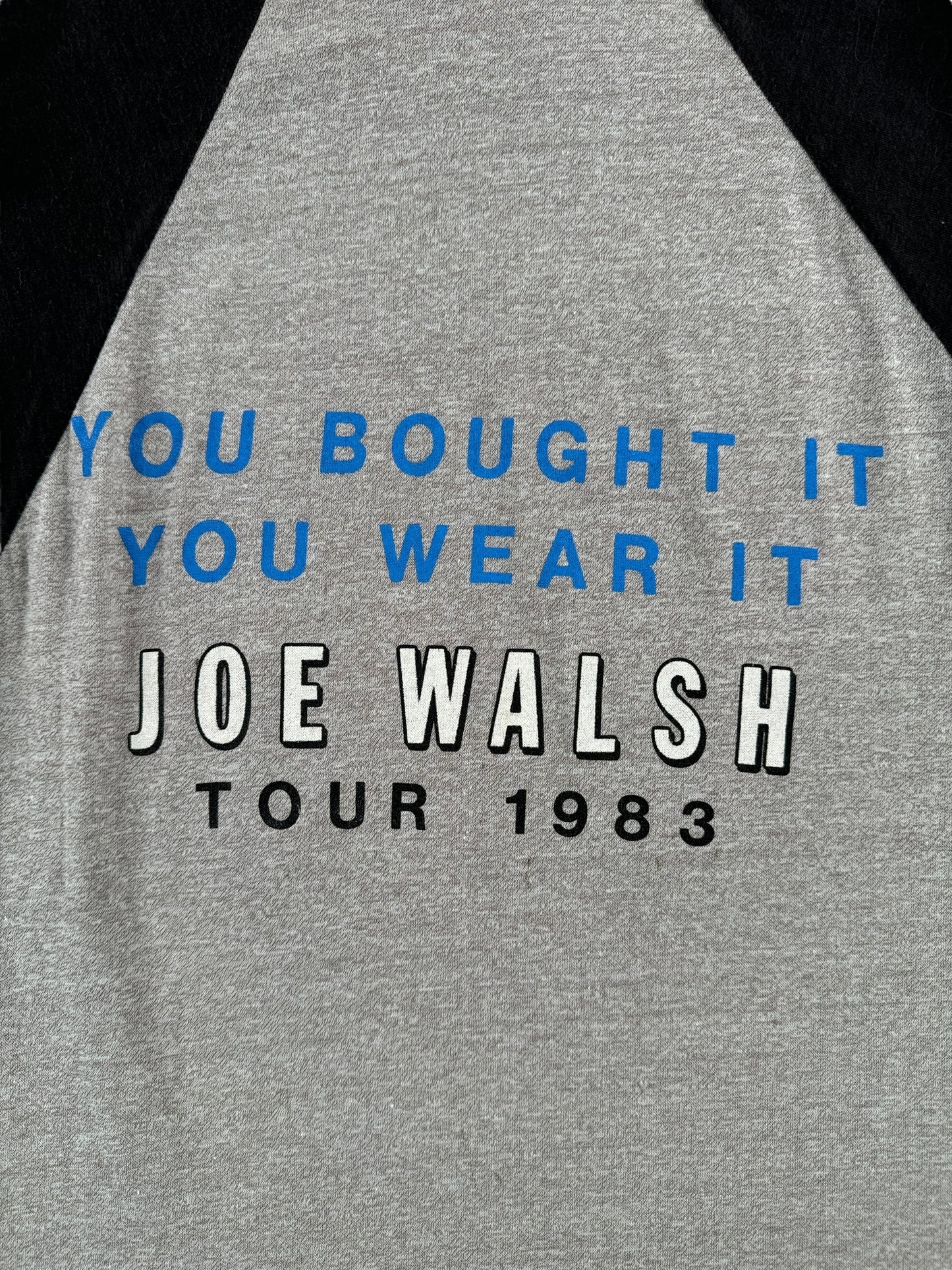 Back Graphic of Vintage Joe Walsh Tour '83 Raglan Tee SZ S