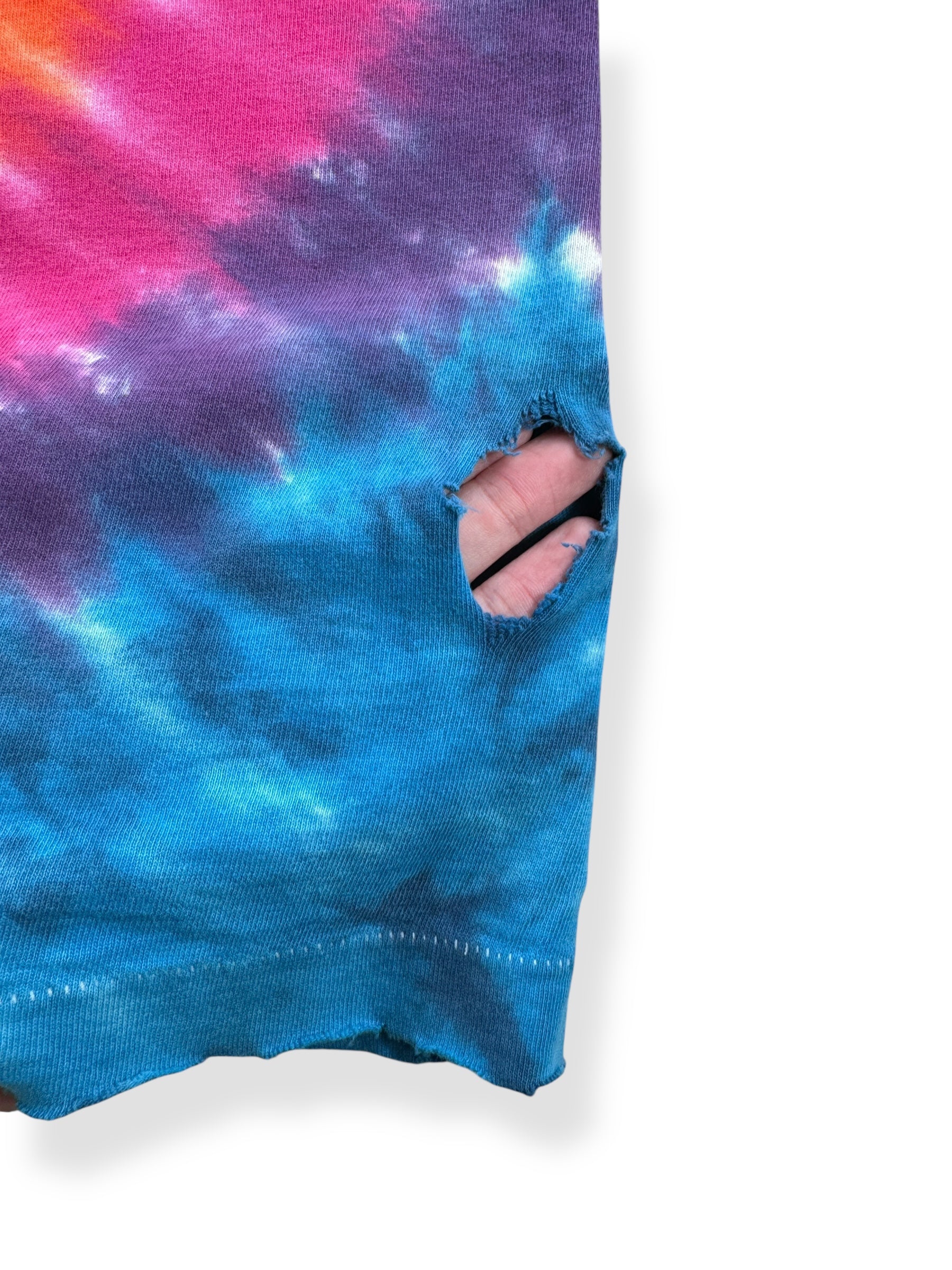 Hole on Vintage Grateful Dead Steal Your Face Liquid Blue Tie Dye Tee SZ XL AS IS