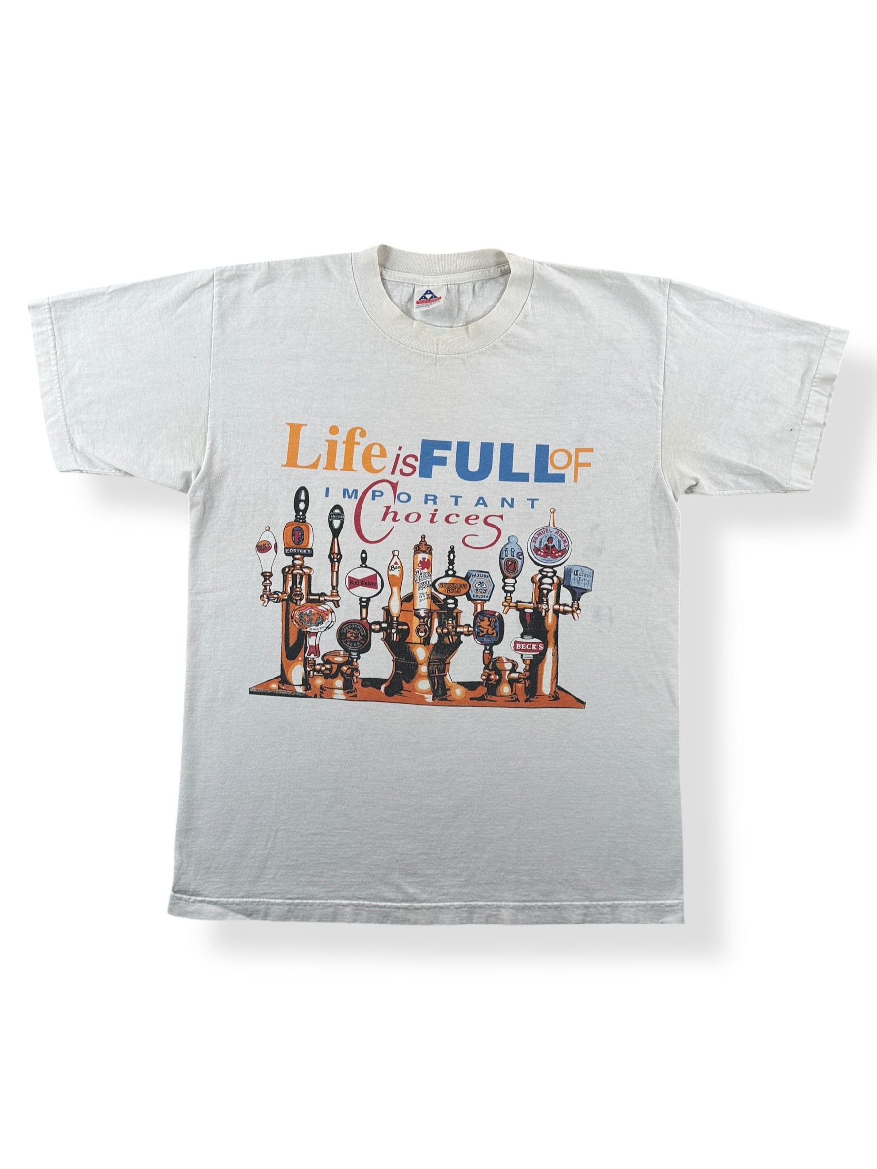 Front of Vintage Life is Full of Important Choices Beer Tee SZ L