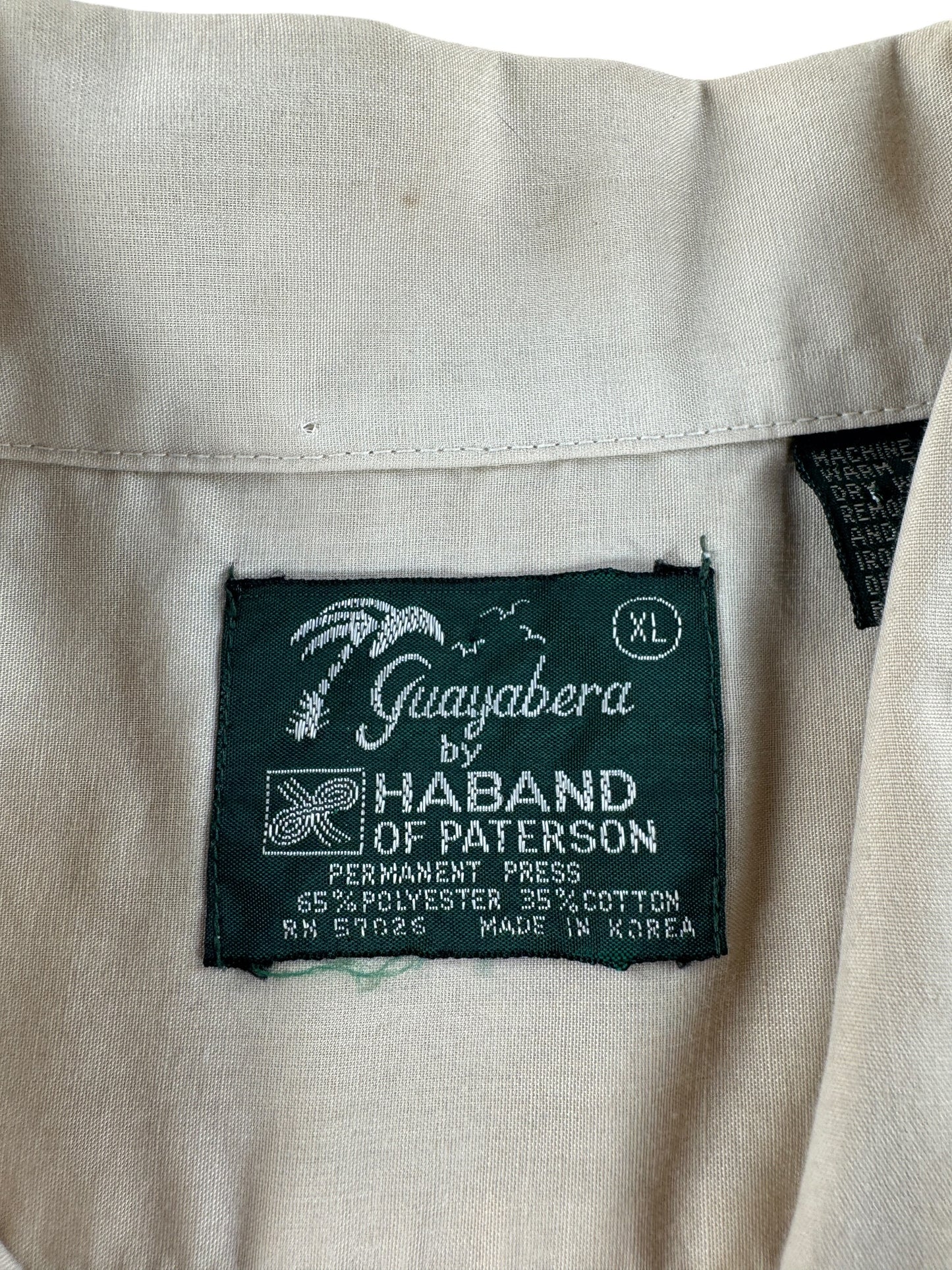 Label on Vintage Haband Guayabera Shirt SZ XL