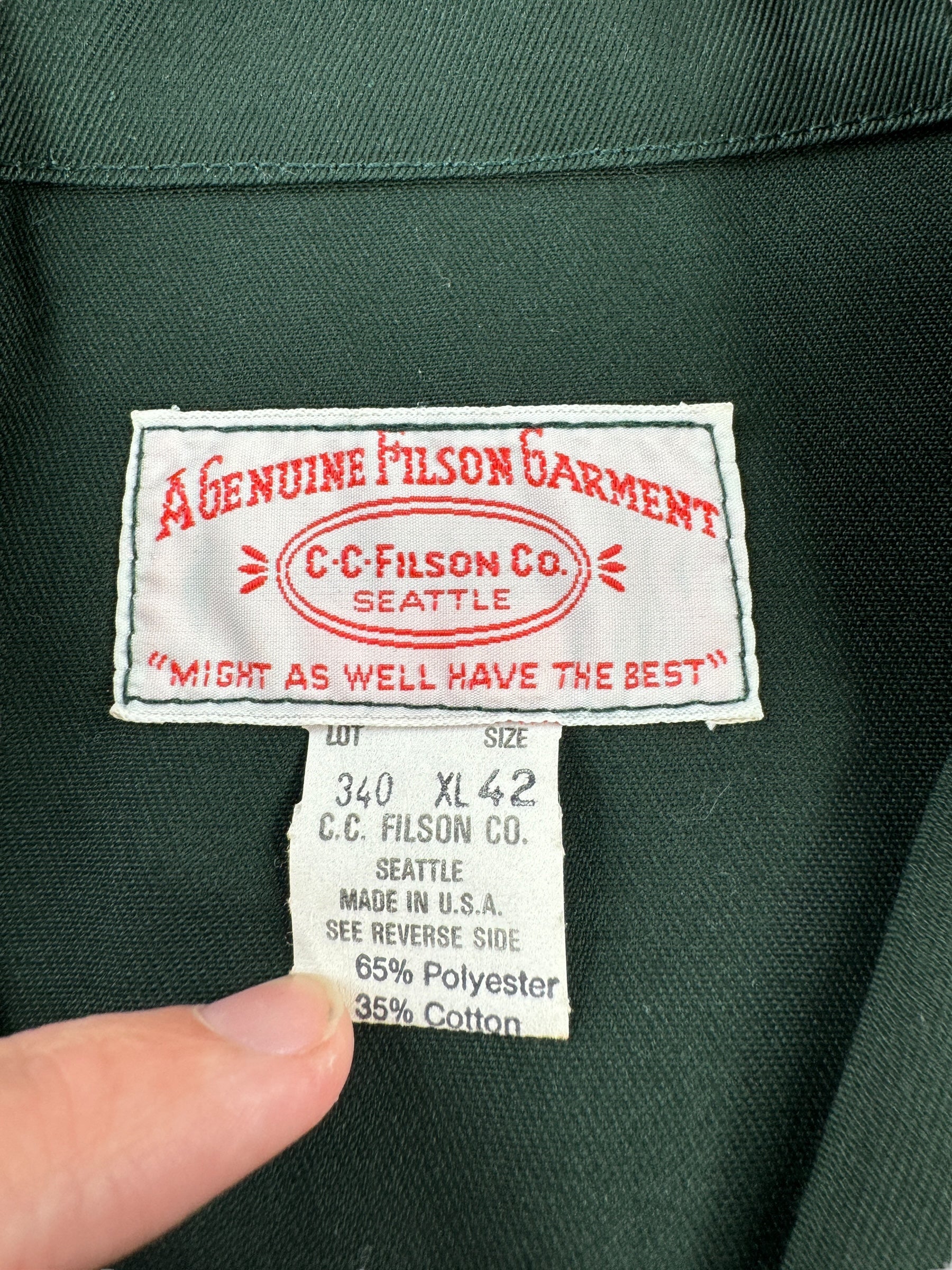 Tag on Vintage USFS Filson Cruiser Jacket SZ 42