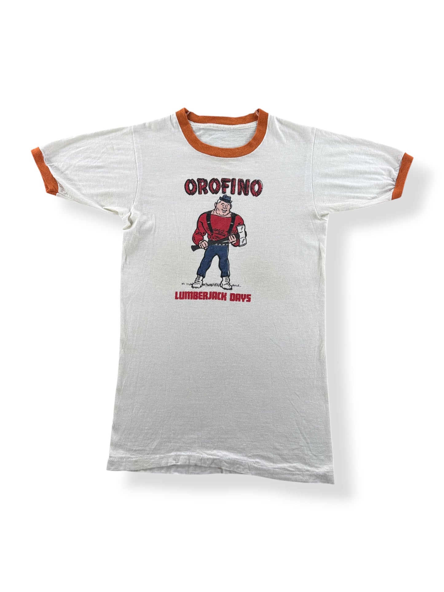 Front of Vintage Orofino Lumberjack Days Ringer Tee SZ XS