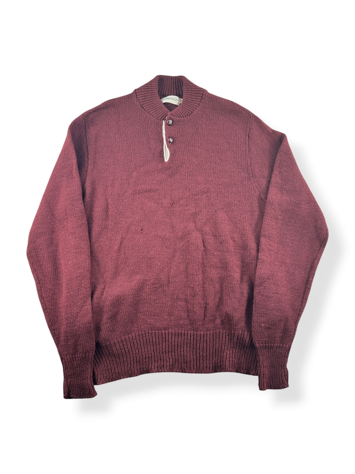 Front of Vintage St. John's Bay Henley Wool Sweater SZ LT (Fits MT)