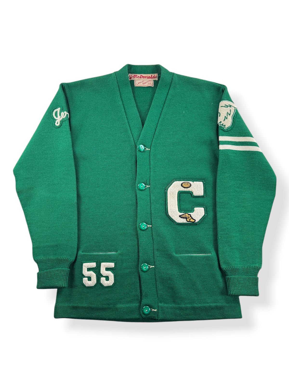 Front of Vintage 60s Lasley Knitting Varsity Sweater SZ S