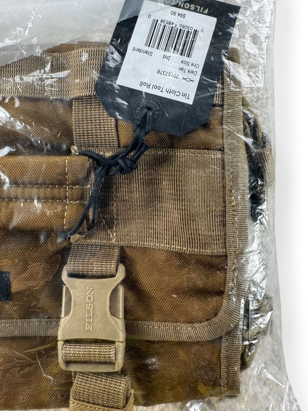 Close-up of Filson Alcan Tin Cloth Tool Roll NWT