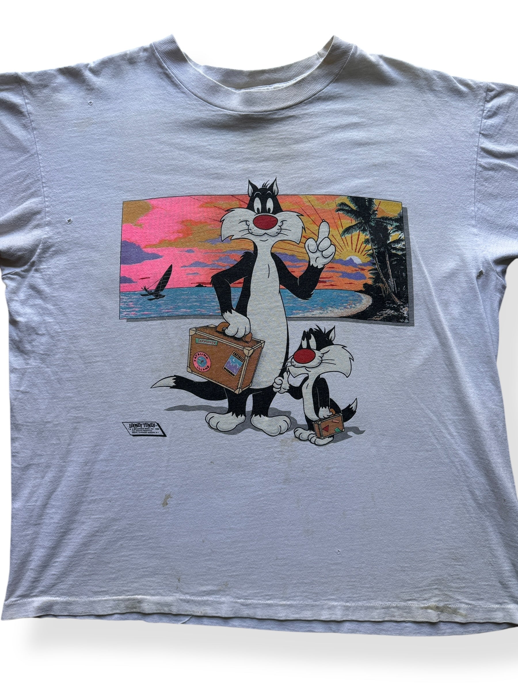 Front Close Up of Vintage Sylvester & Sylvester Jr. Tee SZ XL