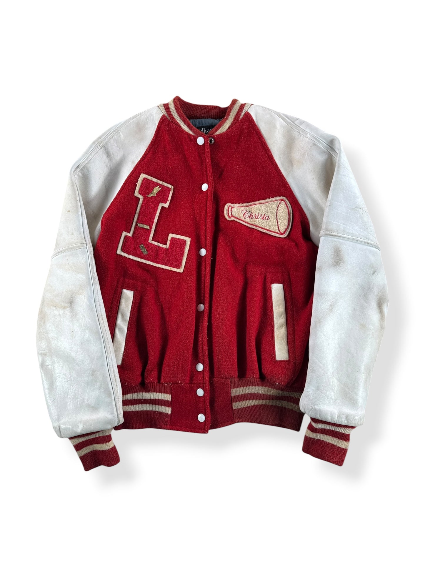 Front of Vintage Liberty Cheerleader Varsity Jacket SZ 38 (Fits S/M)