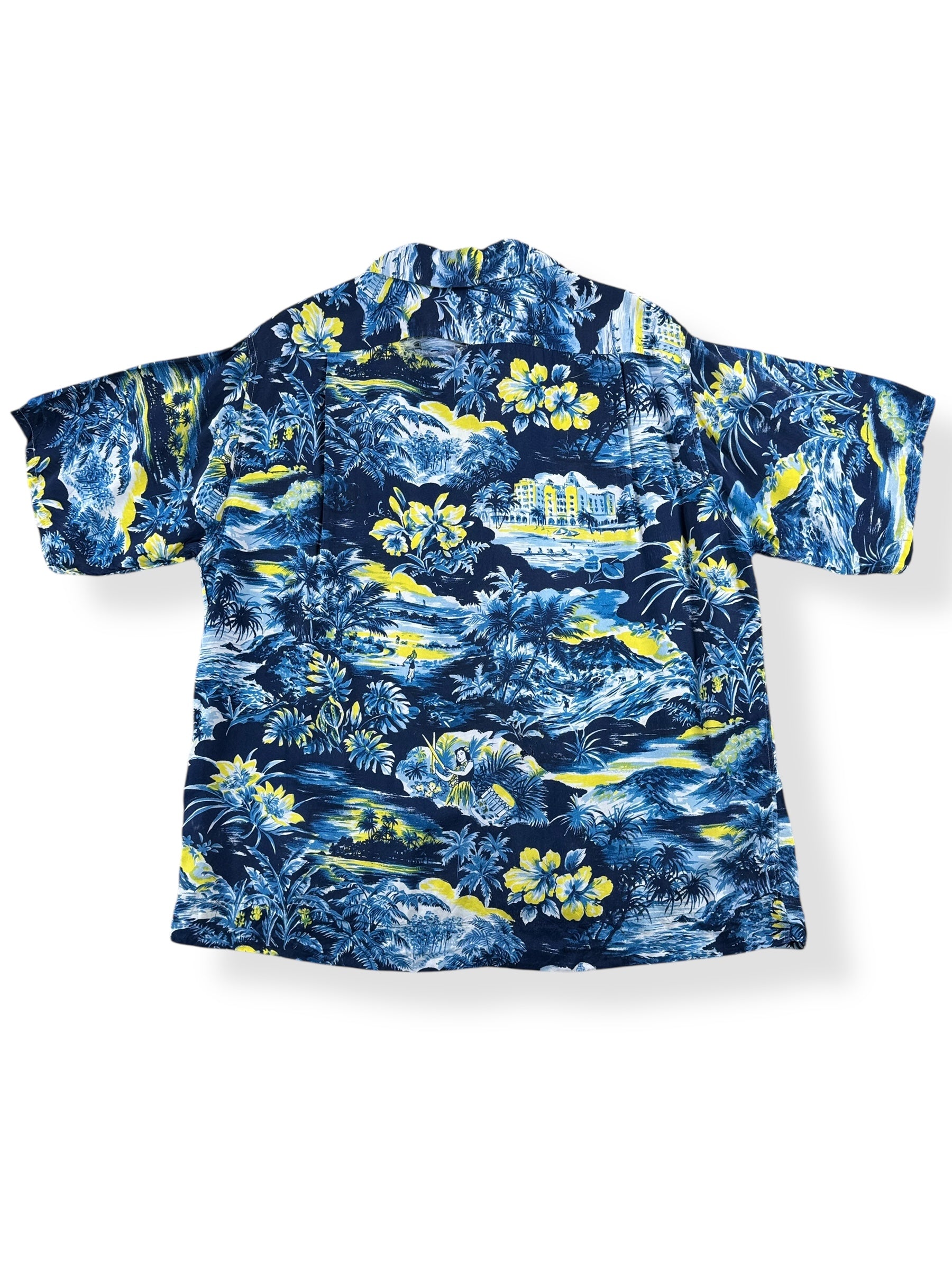 Back of Vintage Tahiti Brand Aloha Shirt SZ L AS IS