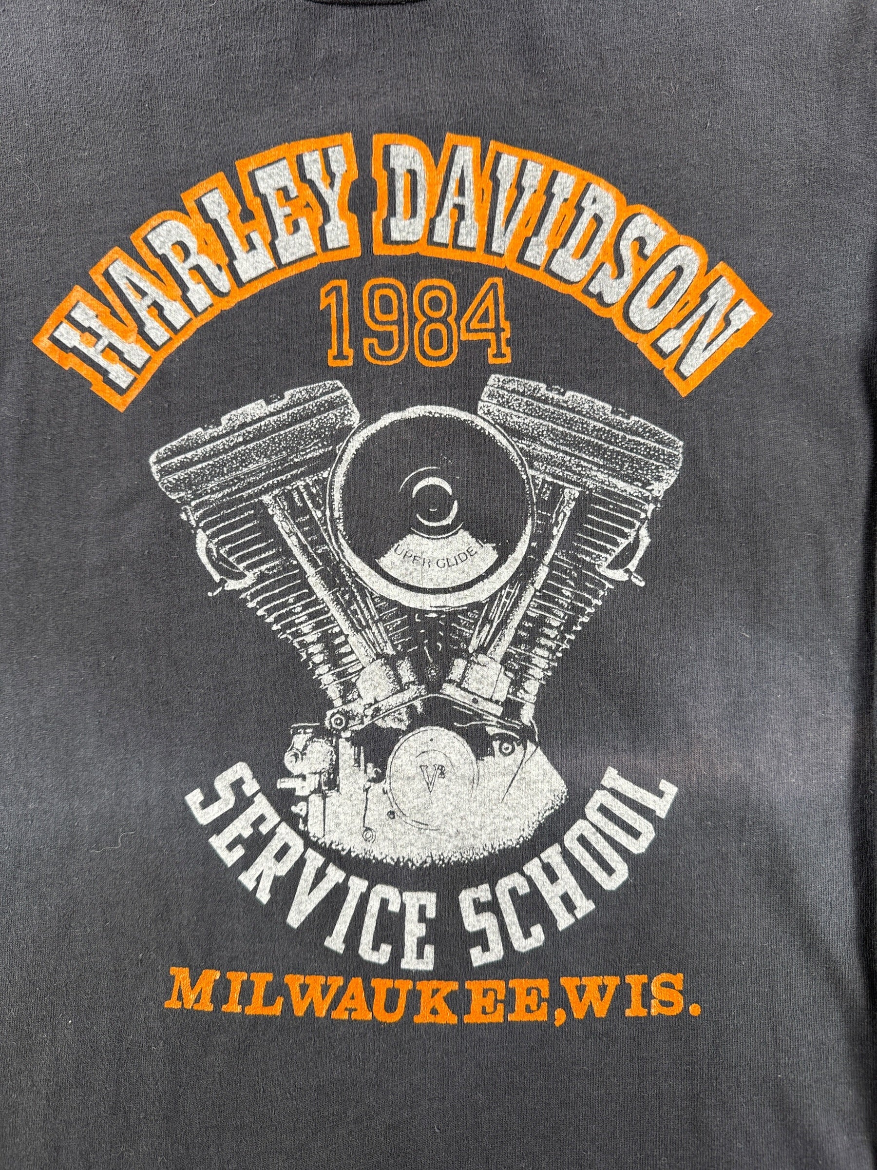 Graphic of Vintage Harley Davidson Service School Milwaukee Longsleeve Tee SZ S (Fits XS)
