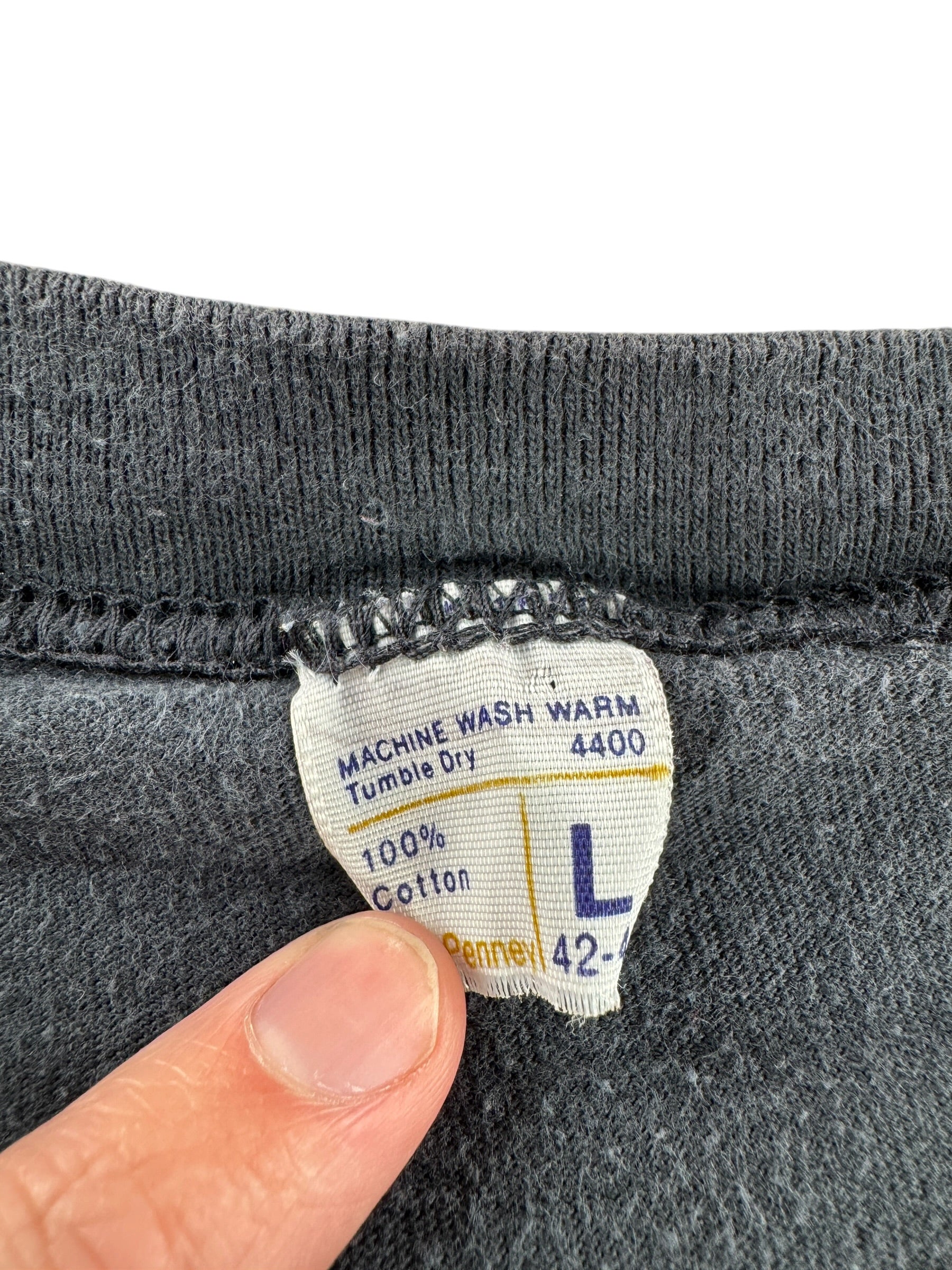 Tag on Vintage JC Penney Black Pocket Tee SZ L (Fits M)