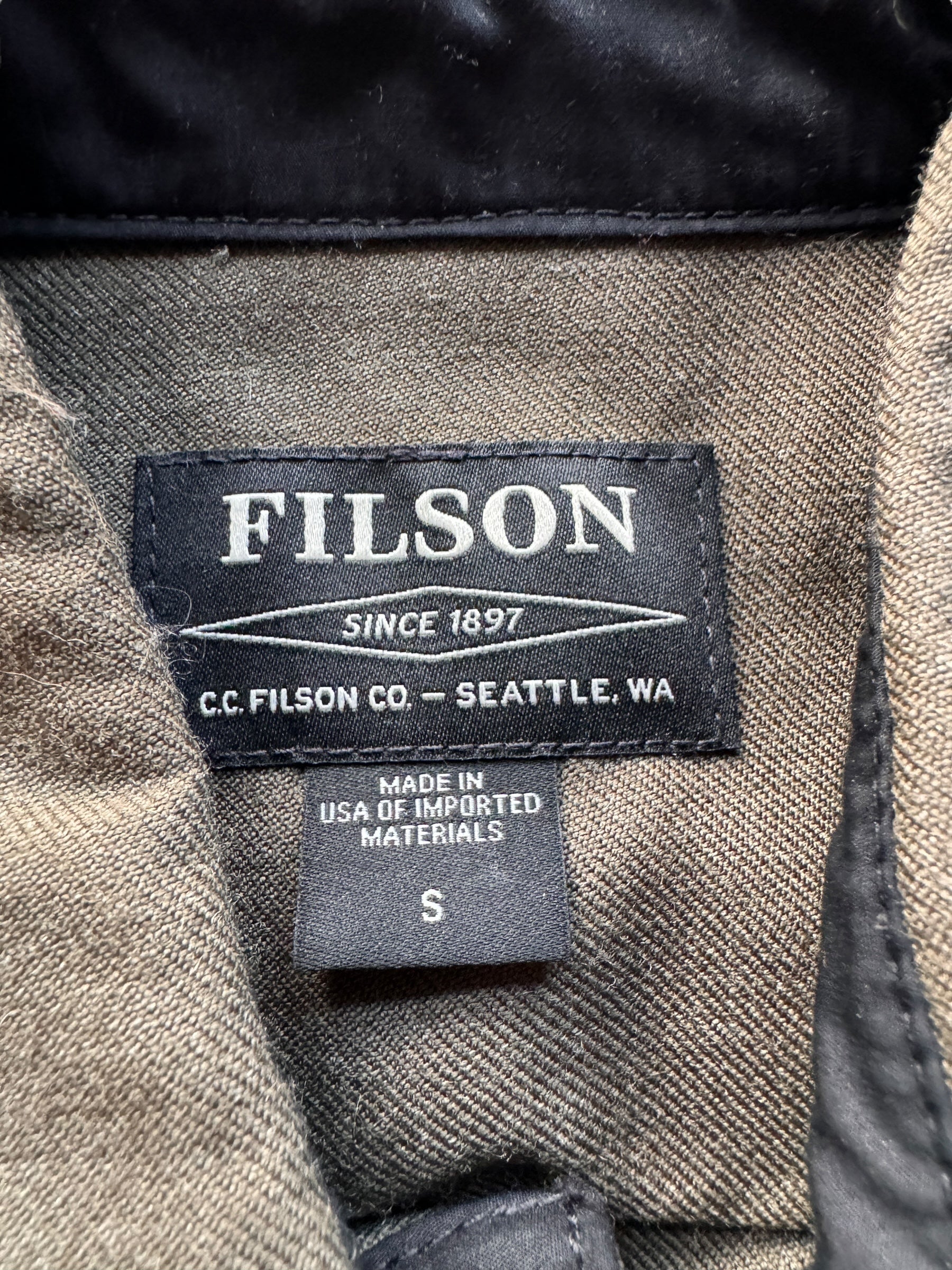 Tag on Filson Forestry Cloth Jac Shirt SZ S