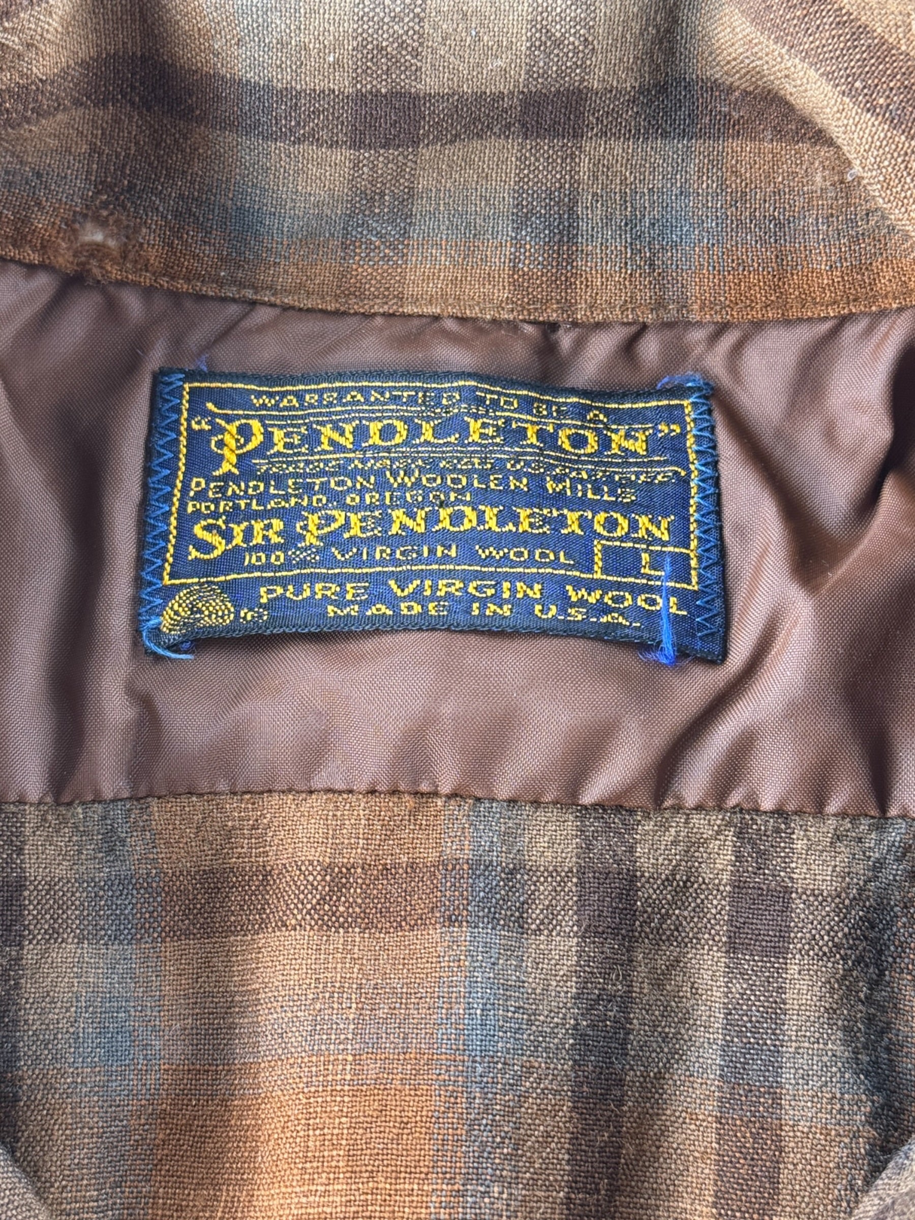 Tag on Vintage Sir Pendleton Flannel SZ L - AS IS