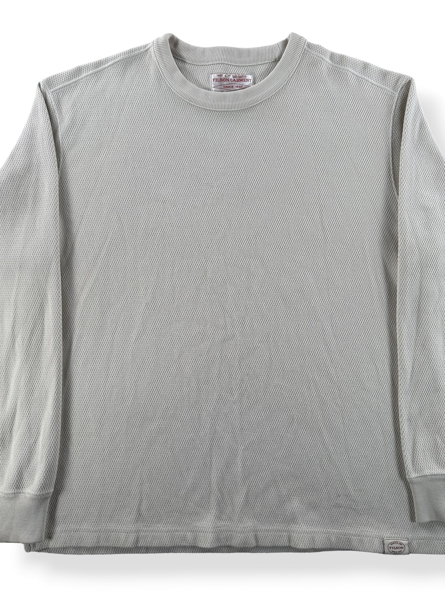 Front Close Up of Filson Waffle Knit Thermal Crewneck SZ L