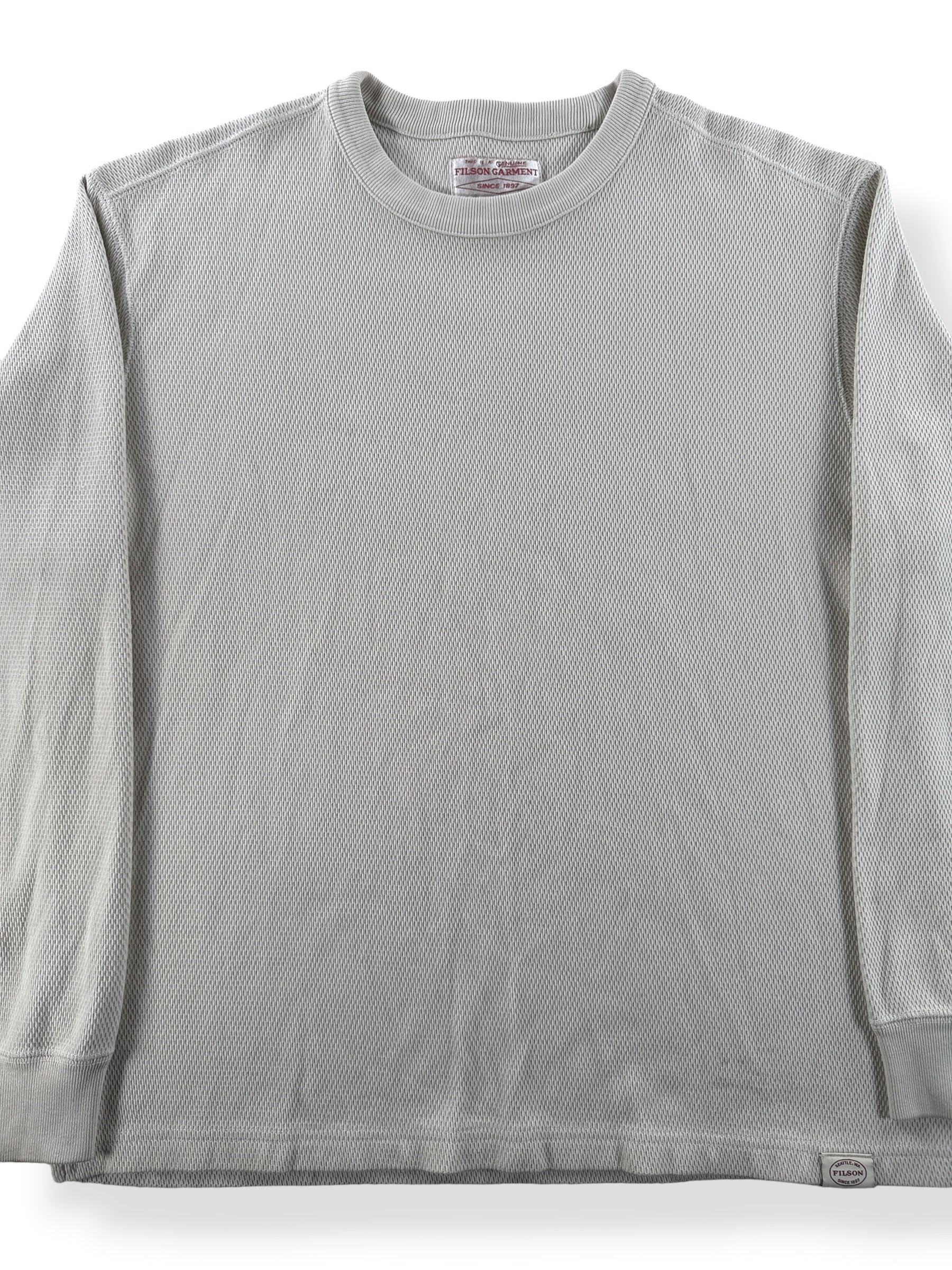 Front Close Up of Filson Waffle Knit Thermal Crewneck SZ L