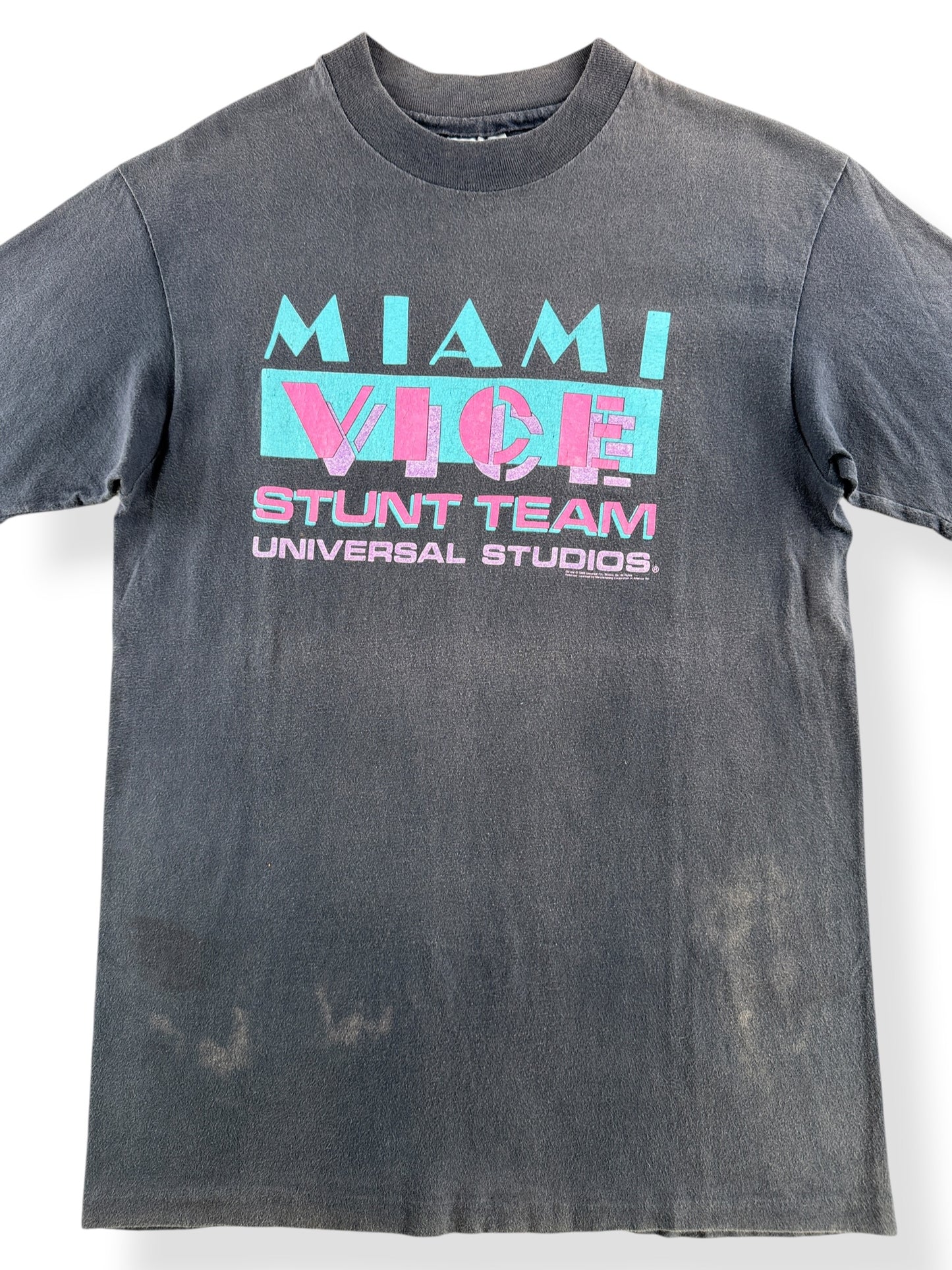 Close-up of Vintage Miami Vice Stunt Team Tee SZ M (Fits S)