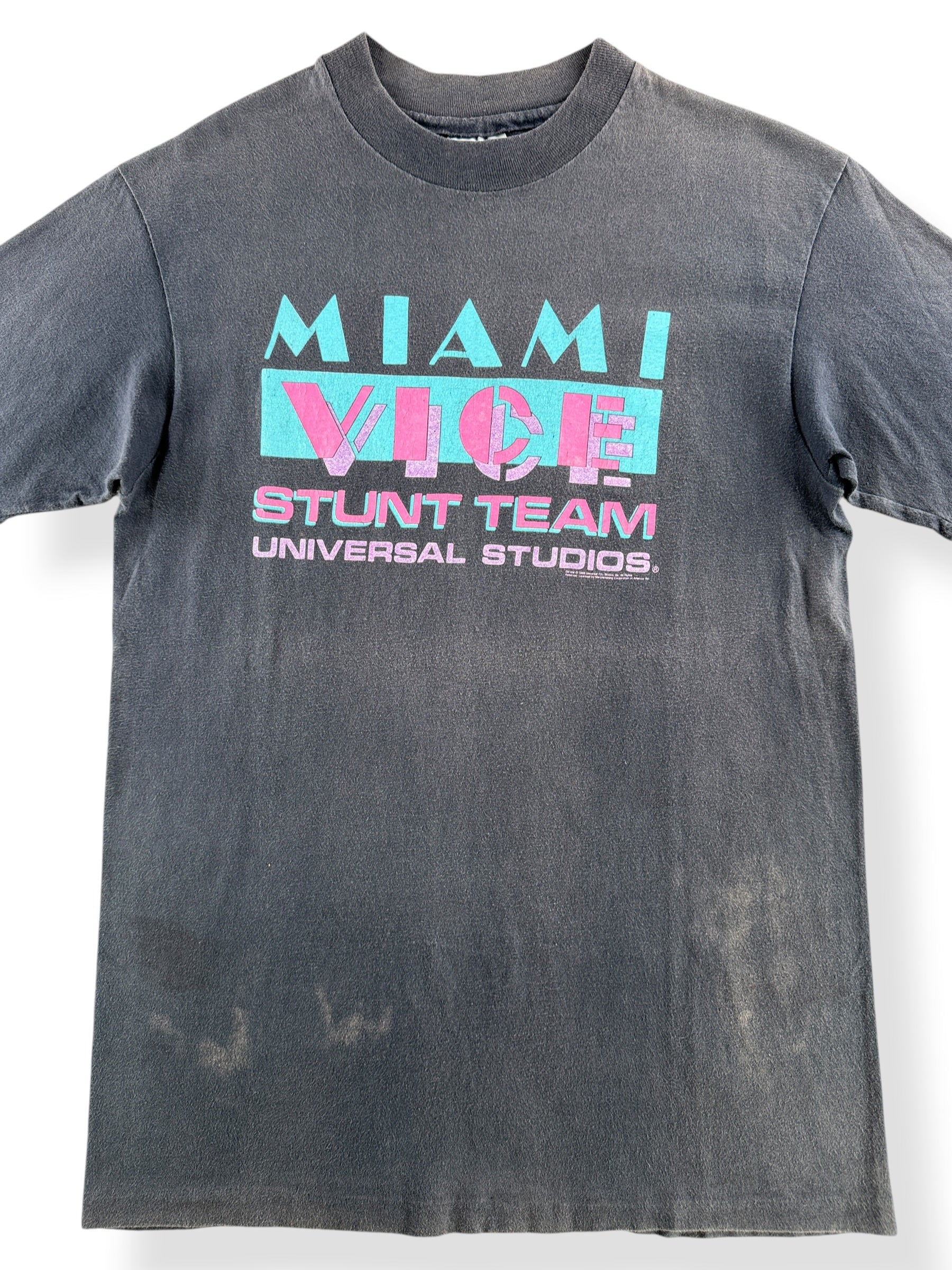 Close-up of Vintage Miami Vice Stunt Team Tee SZ M (Fits S)
