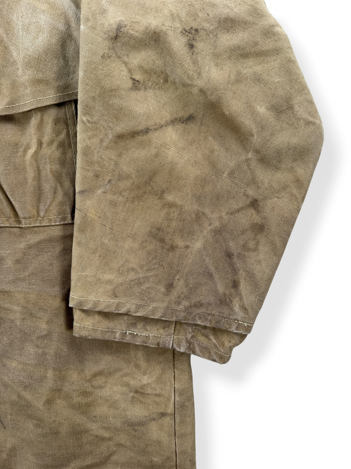 Ware on sleeve of Vintage Filson Double Tin Jacket SZ L