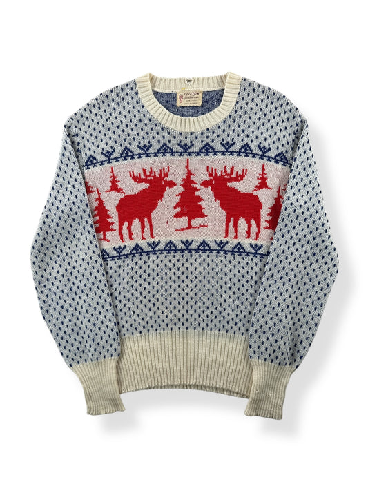 Front of Vintage 40’s Deer Novelty Wool Sweater SZ S