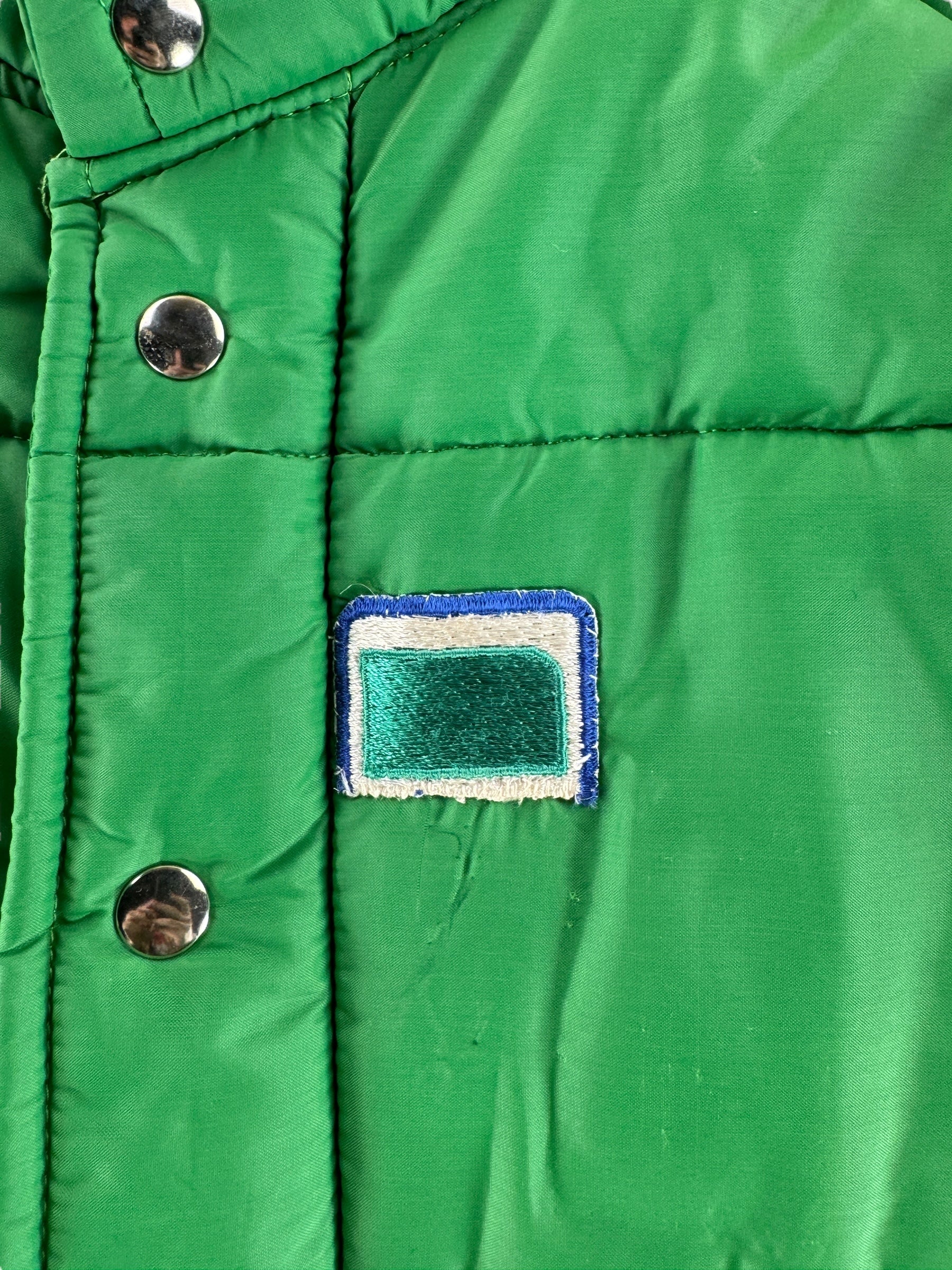 Patch on Vintage 70s Swingster Green Puffer Jacket SZ M