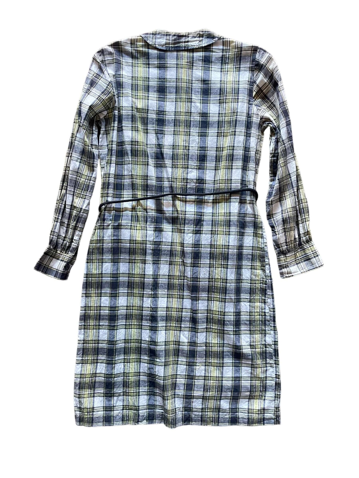 Full back view of Vintage 1960s Plaid Madras Shirt Dress | Seattle True Vintage | Barn Owl Ladies Clothing