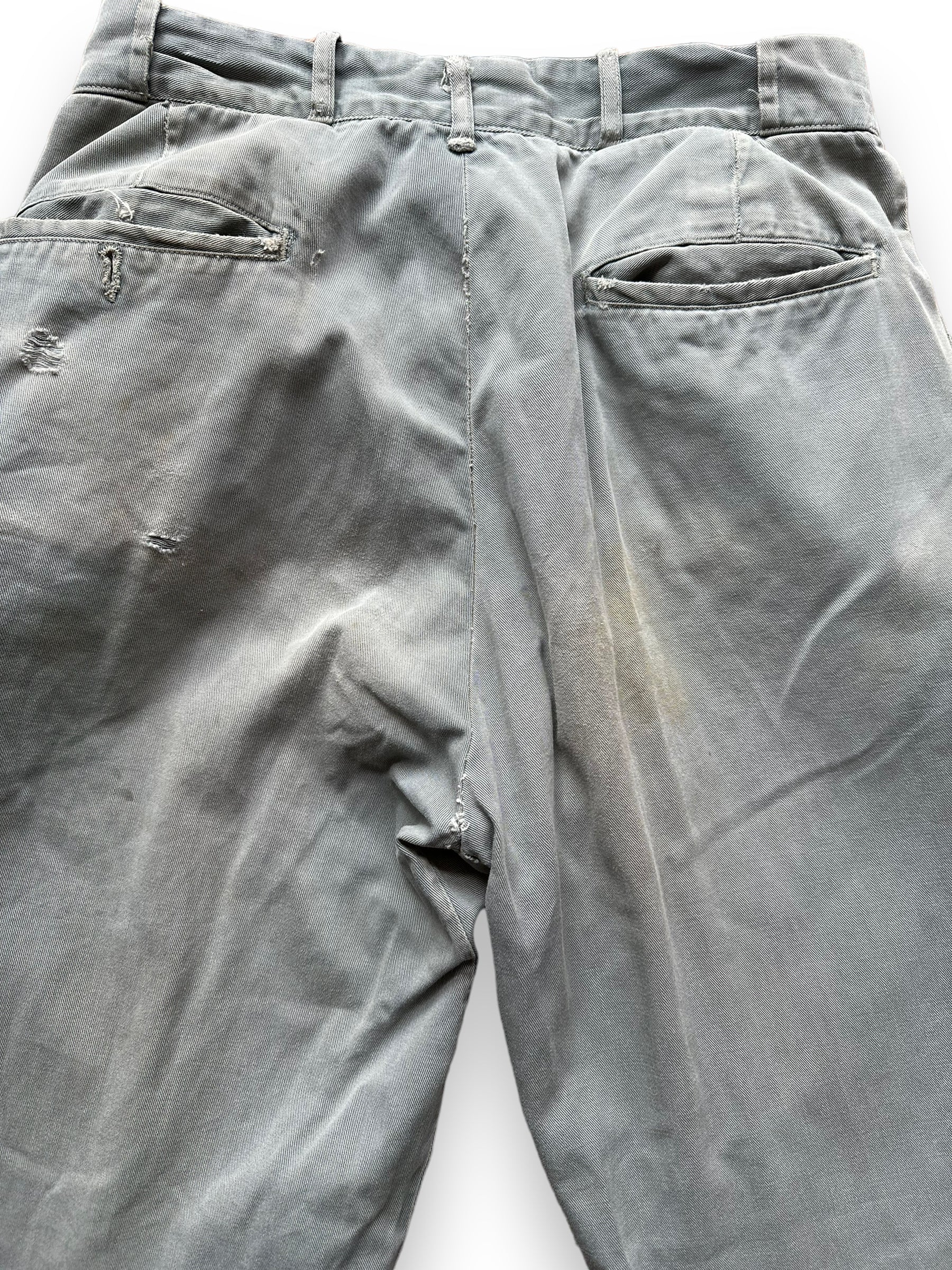 Rear View of Vintage 1950's Penneys Work Trousers W30 | Barn Owl Vintage Seattle | Vintage Grey Chinos Seattle