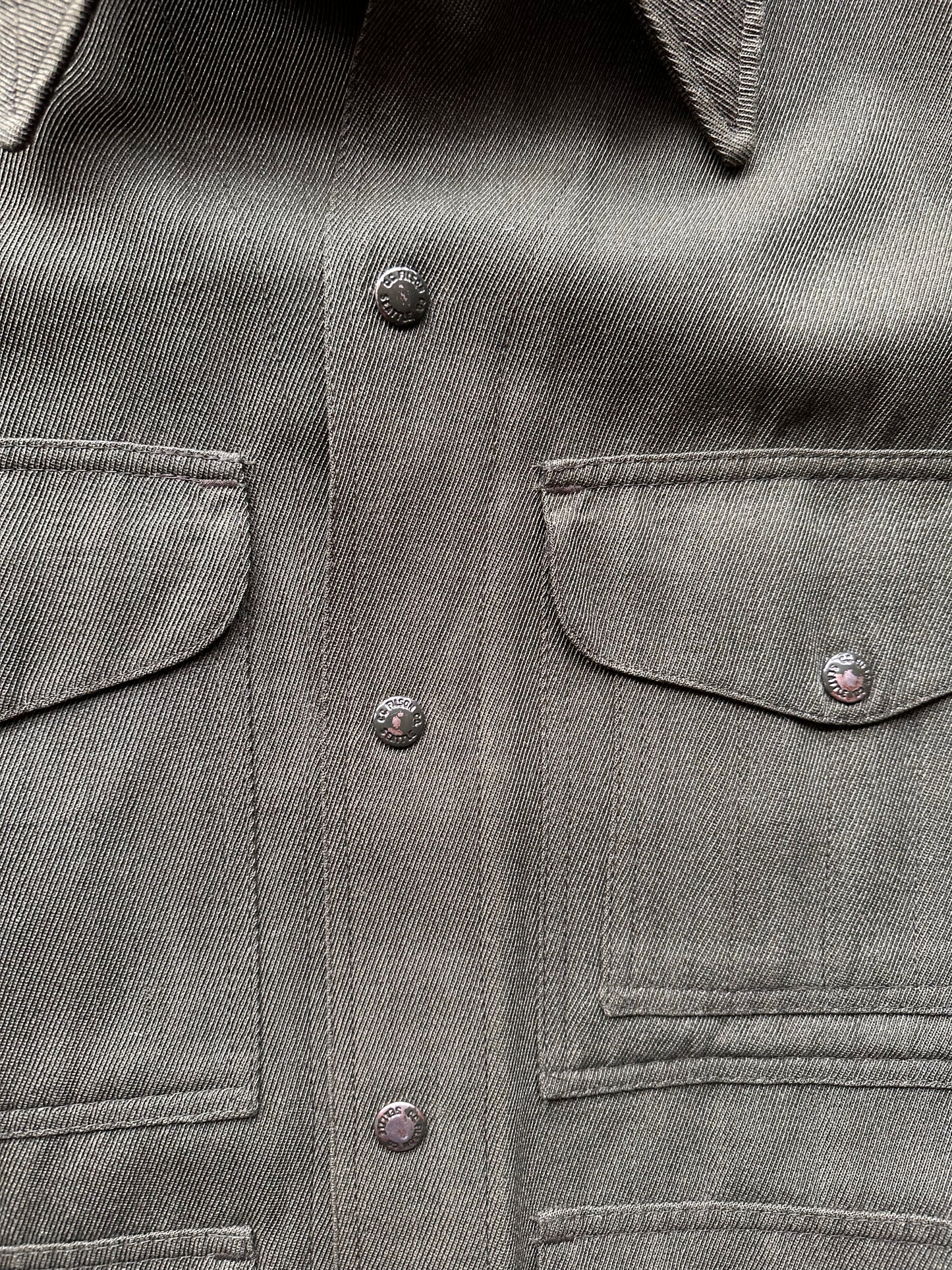 Front Placket on Vintage Filson Whipcord Cruiser SZ XL | Vintage Workwear Seattle | Vintage Filson Seattle