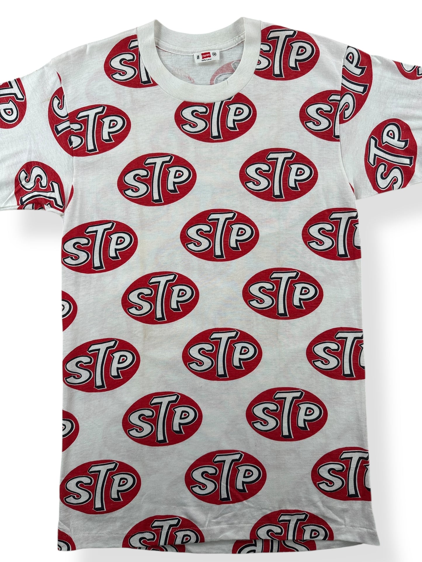 Front Close Up of Vintage NOS STP Hanes Tee SZ S