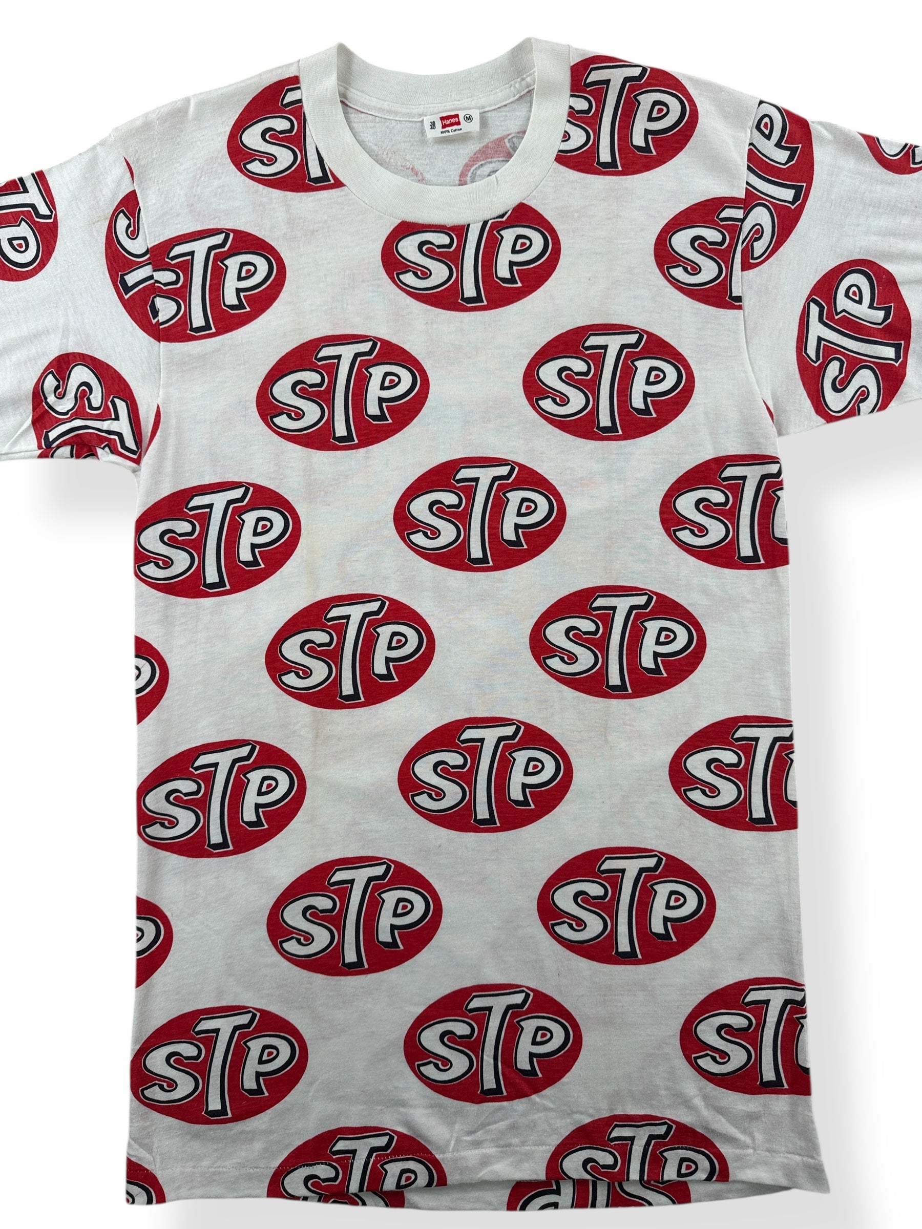 Front Close Up of Vintage NOS STP Hanes Tee SZ S