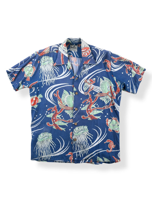 Front of Vintage 60s Era Reminiscence Aloha Shirt SZ M