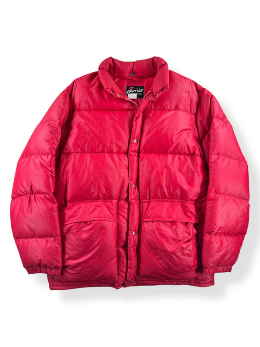 Front of Vintage Jones Red Puffer Jacket SZ L