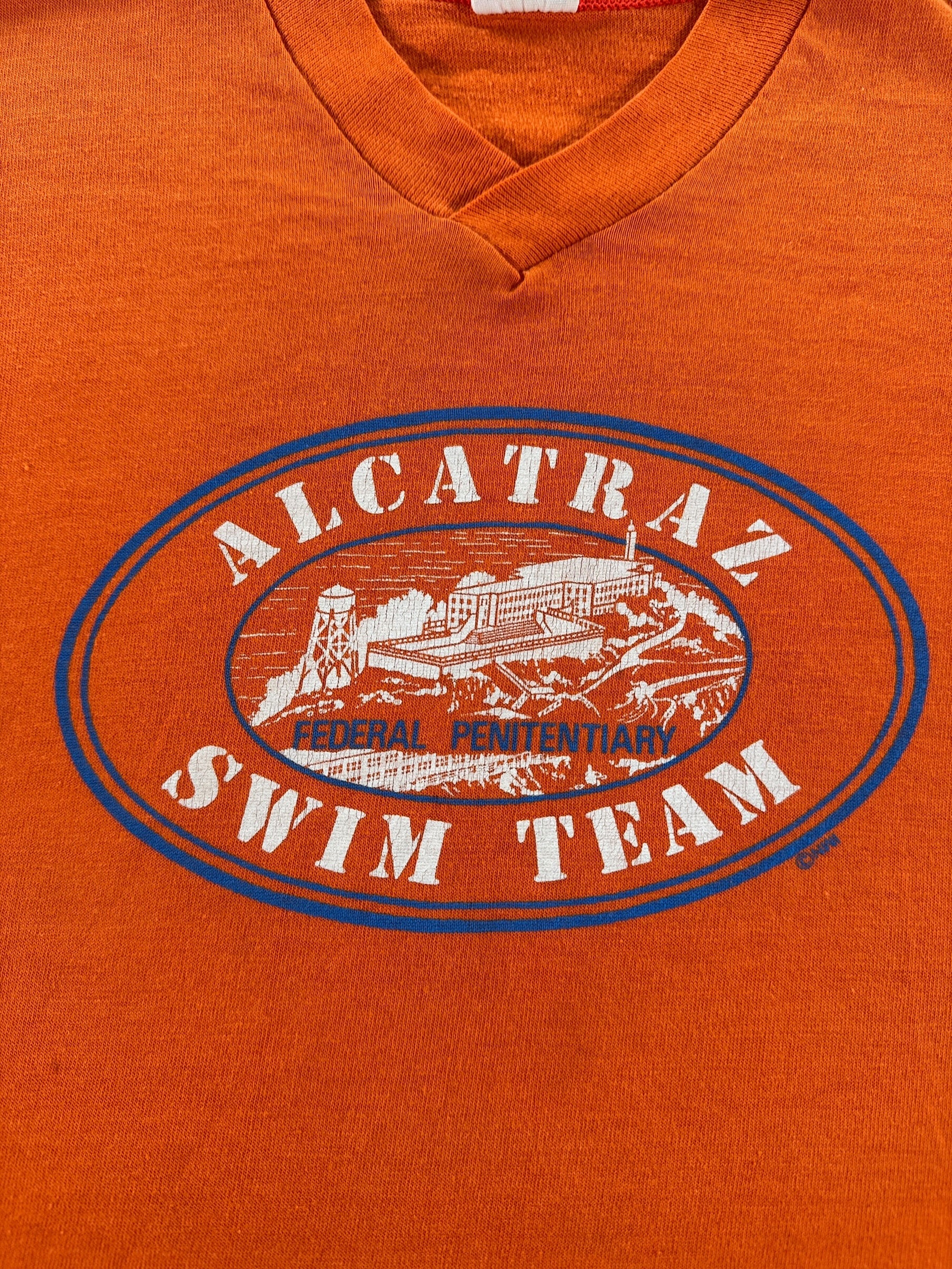 Graphic of Vintage Kids Alcatraz Swim Team Tee SZ Boys M (Fits XXS)