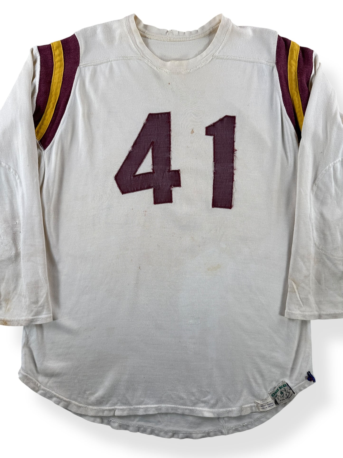 Front Close Up of Vintage Ernie Rose "41" Durene Jersey SZ L