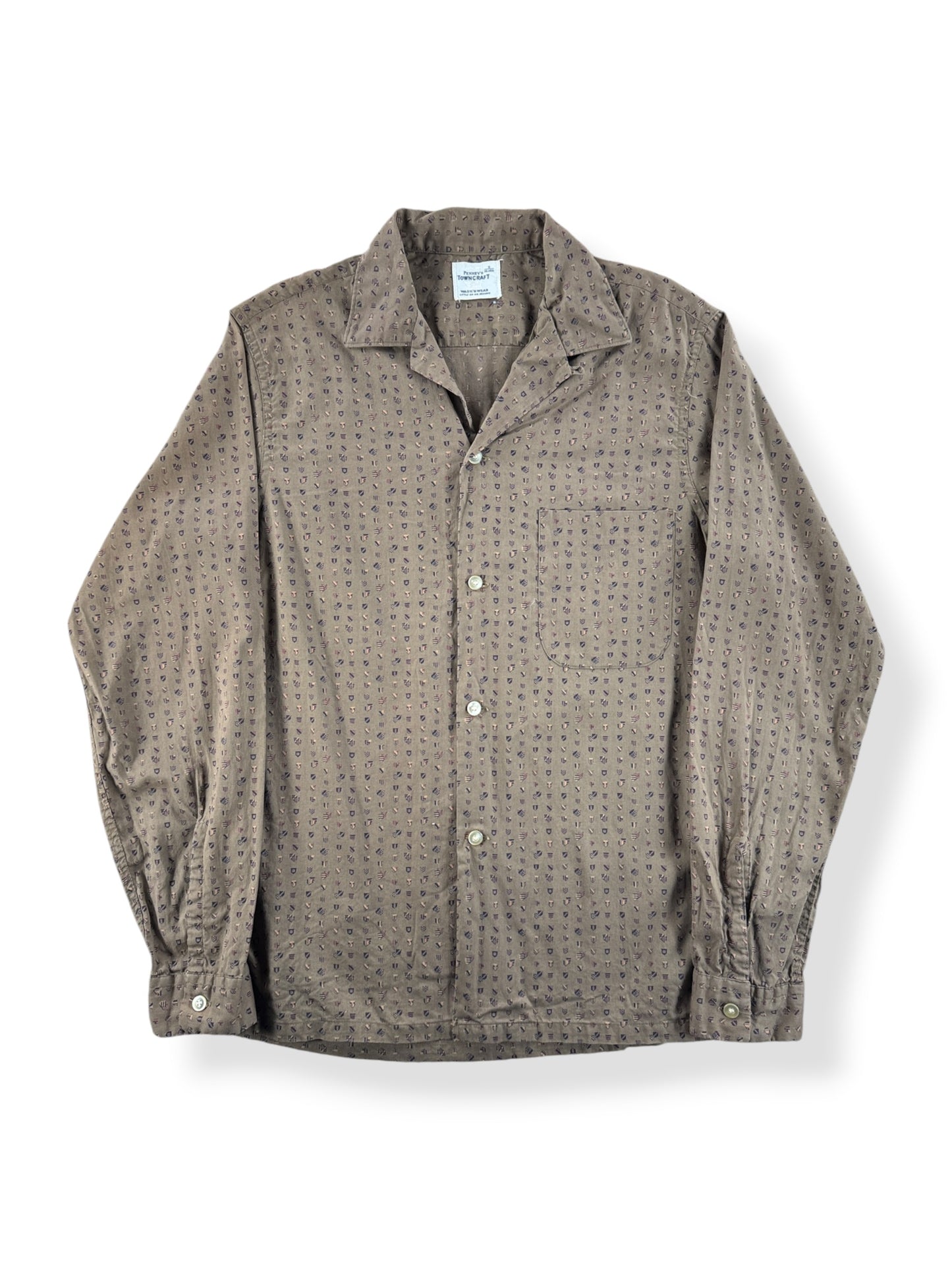 Front of Vintage 60s Towncraft Loop Collar Shirt SZ S