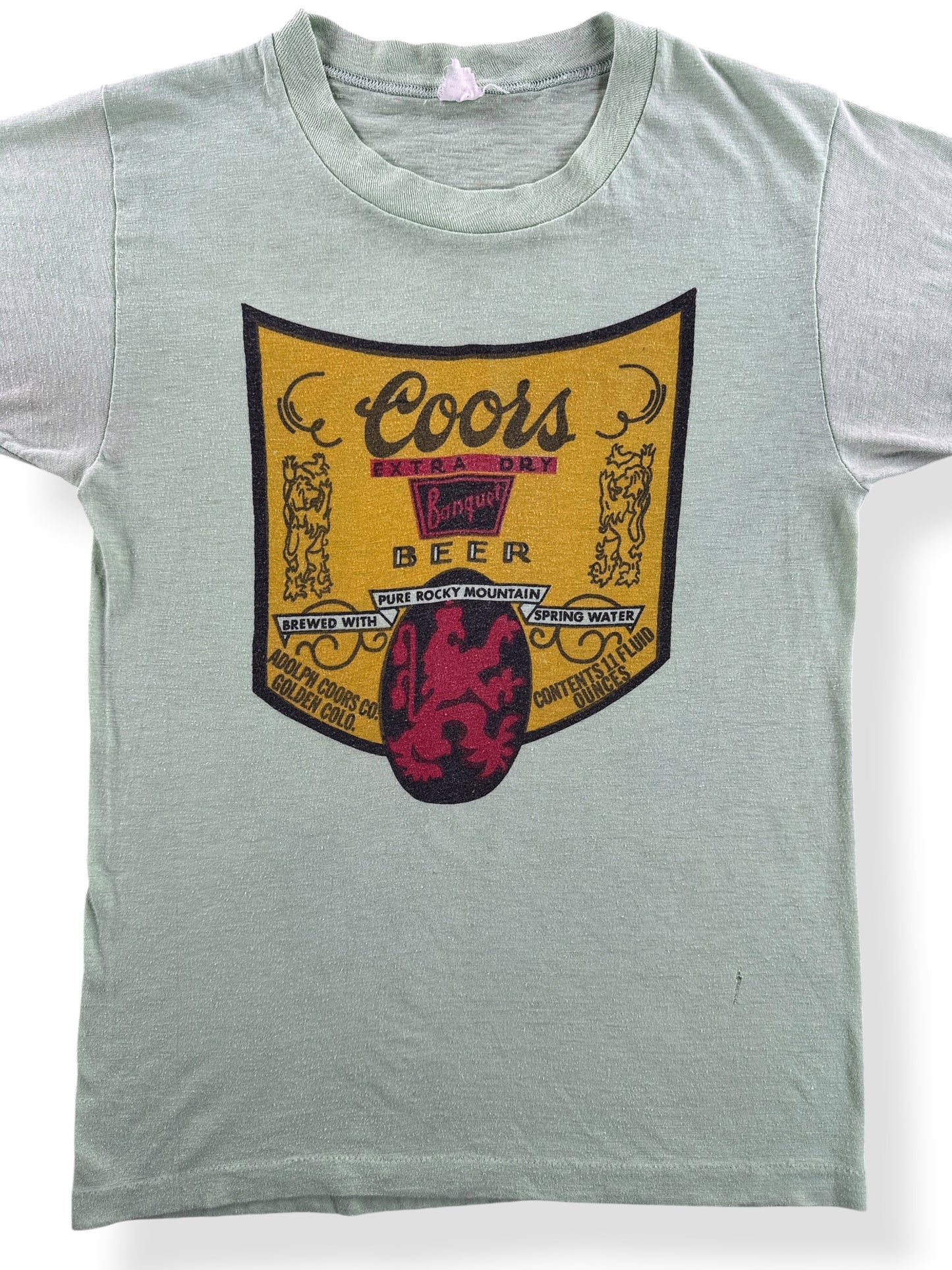 Front Close Up of Vintage 70's Coors Banquet Tee SZ M (fits XS)