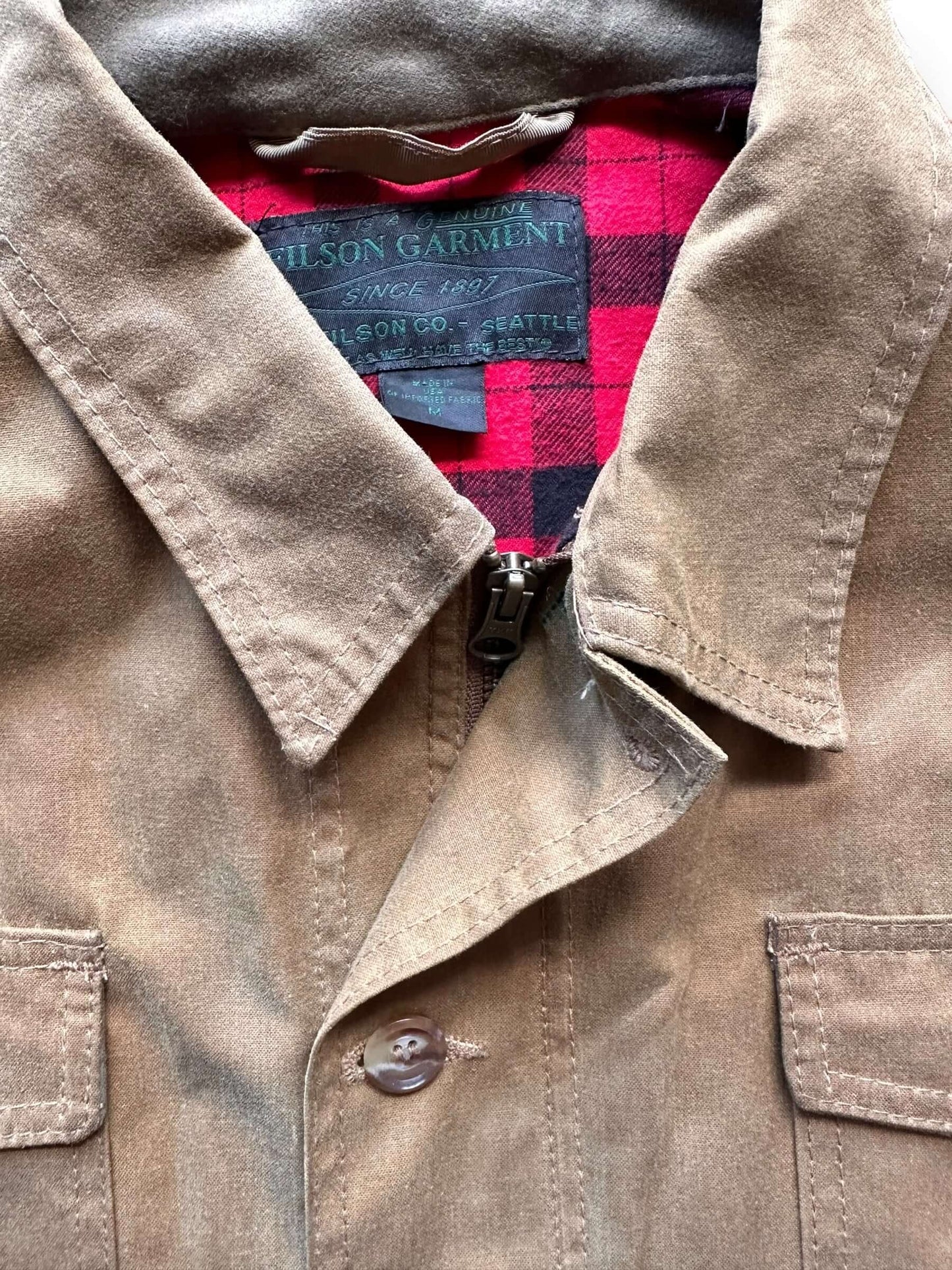 Tag View of Filson Westlake Jacket SZ M | Filson Workwear Seattle