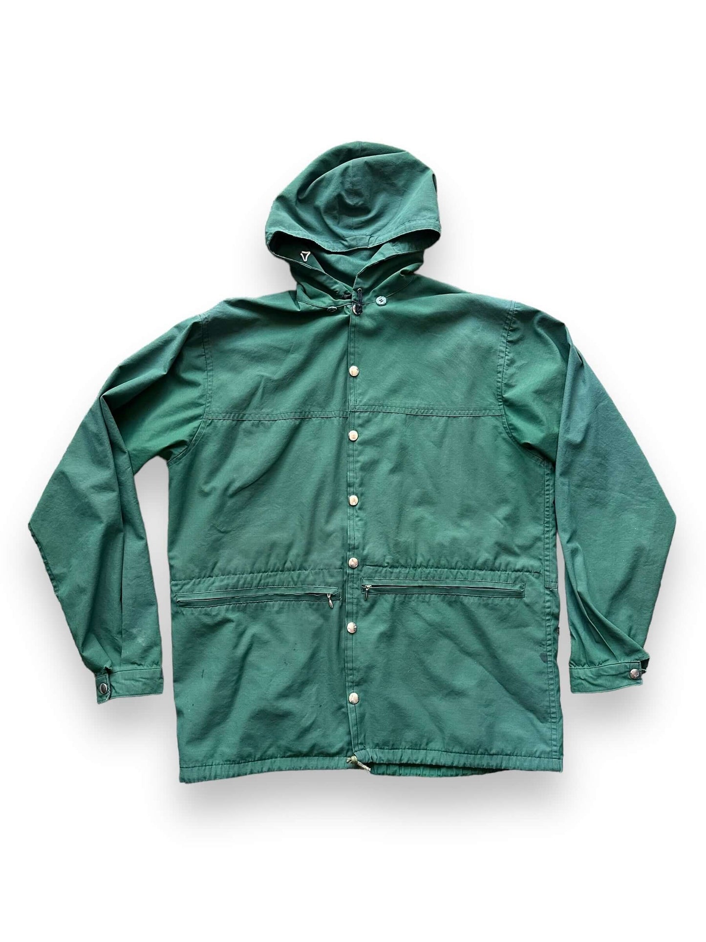 front of Vintage Forest Green Rain Parka SZ L