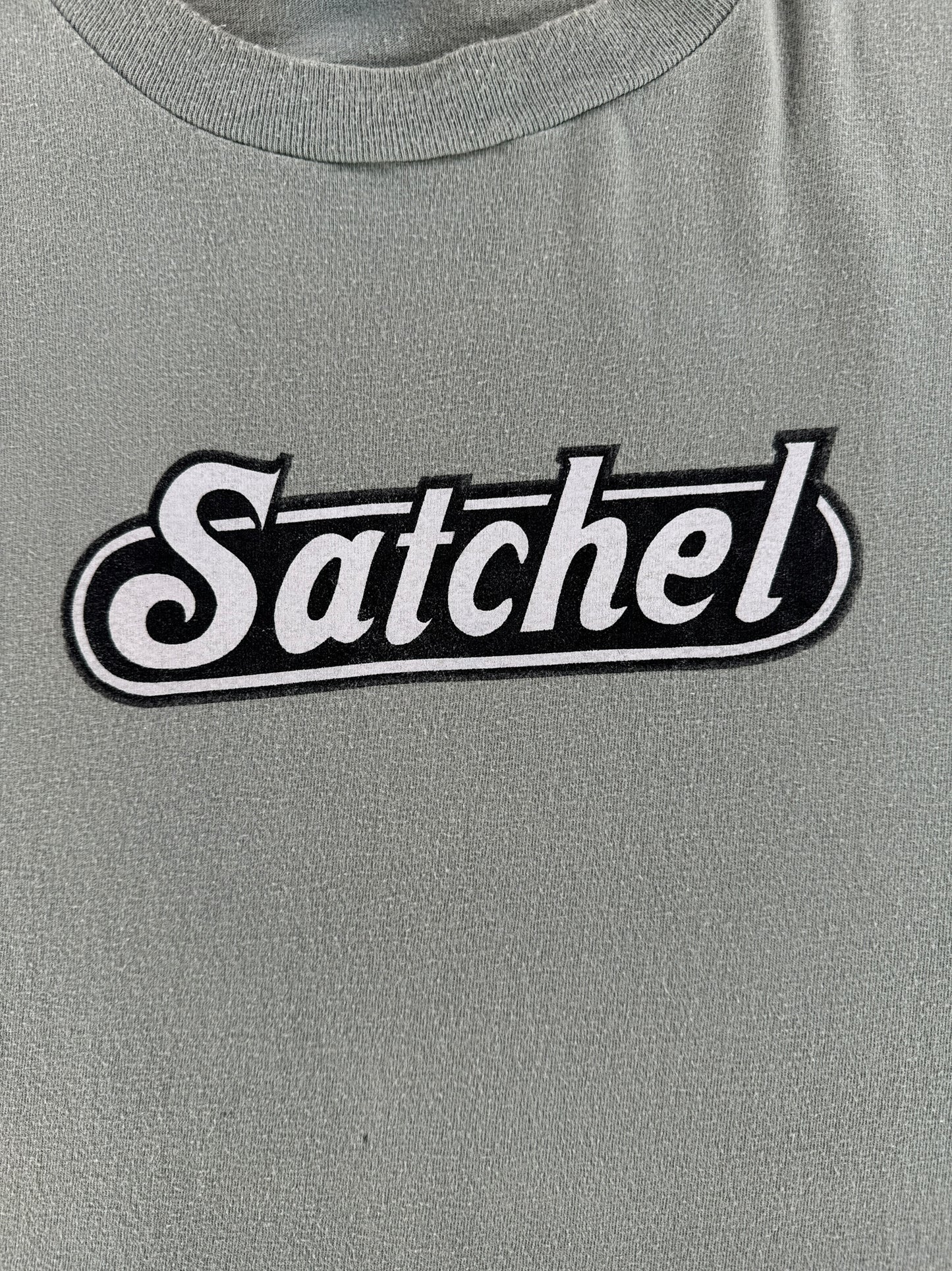 Front Graphic of Vintage Satchel Logo Tee SZ XL