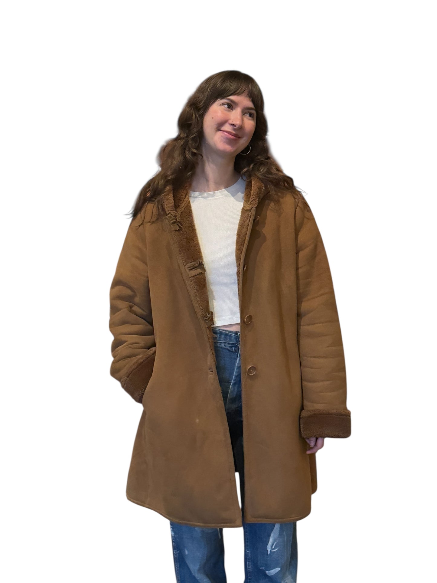 Open view of Vintage Denali Suede/Shearling Coat SZ M