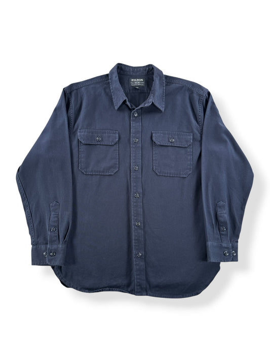 Front of Filson 6-Oz Drill Chino Shirt Storm Navy SZ XL