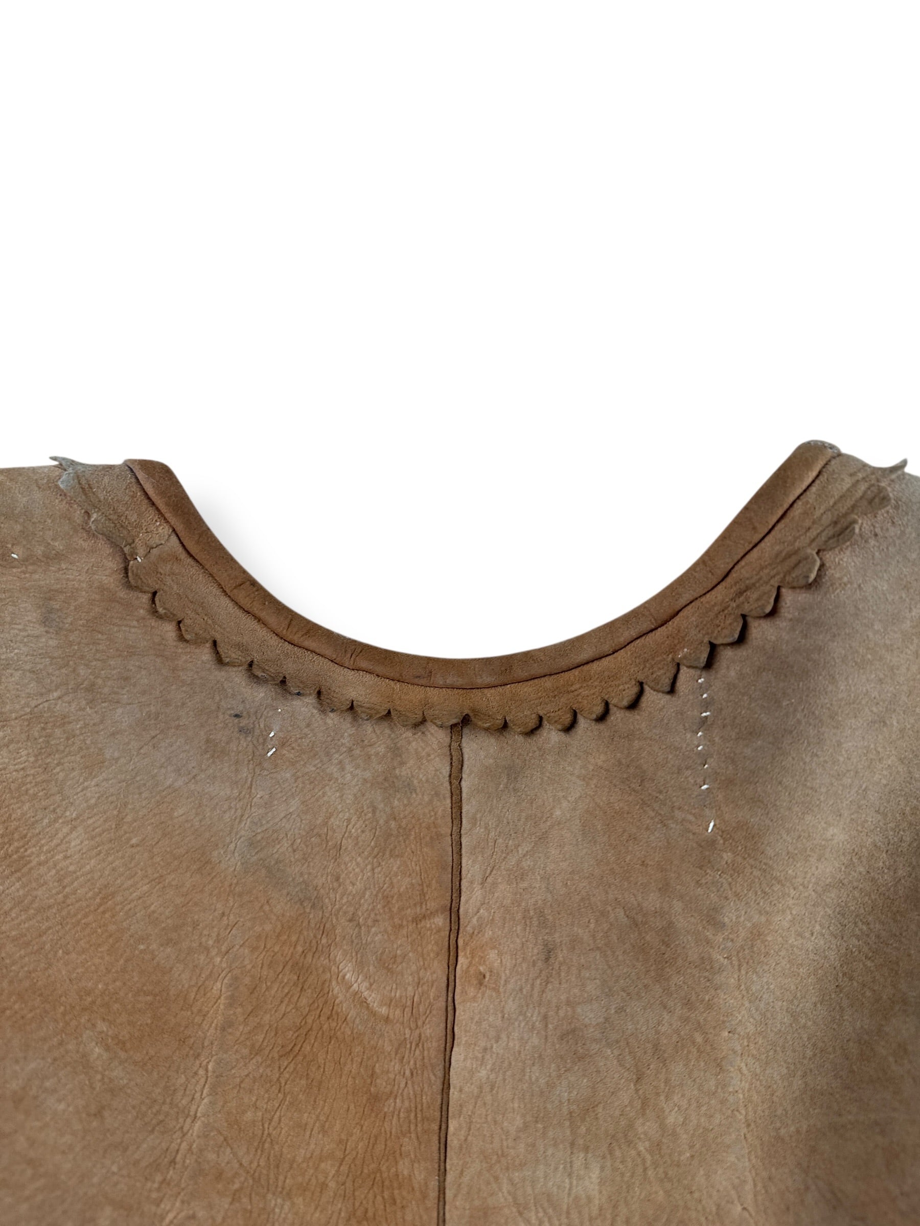 Collar on Vintage Handmade Suede Coat SZ M - AS IS