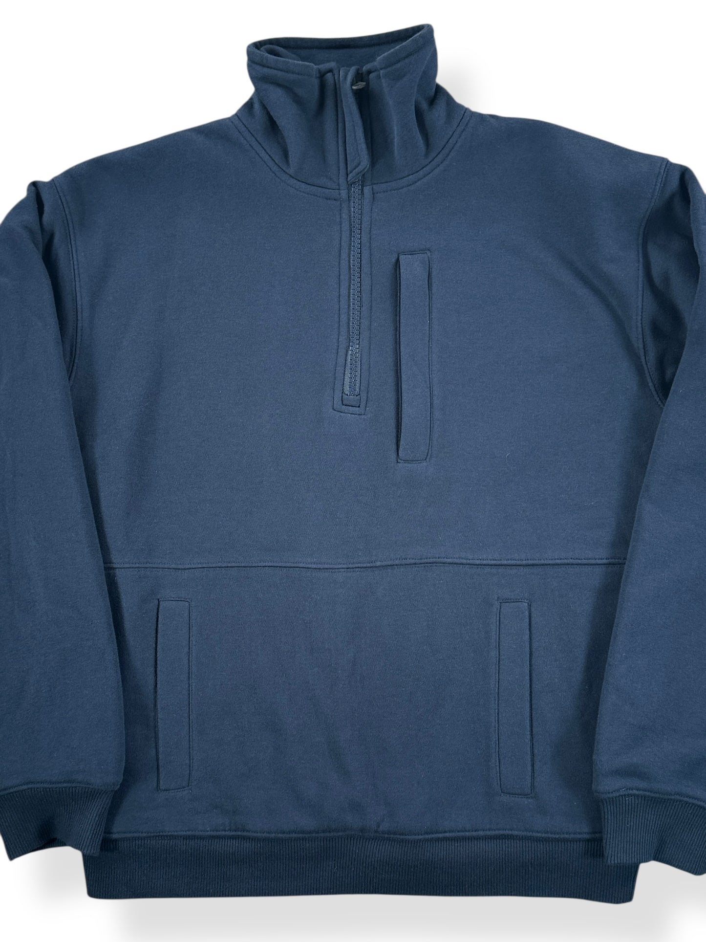 Front Close Up of Modern Filson Waffle Knit Half Zip Sweatshirt SZ S