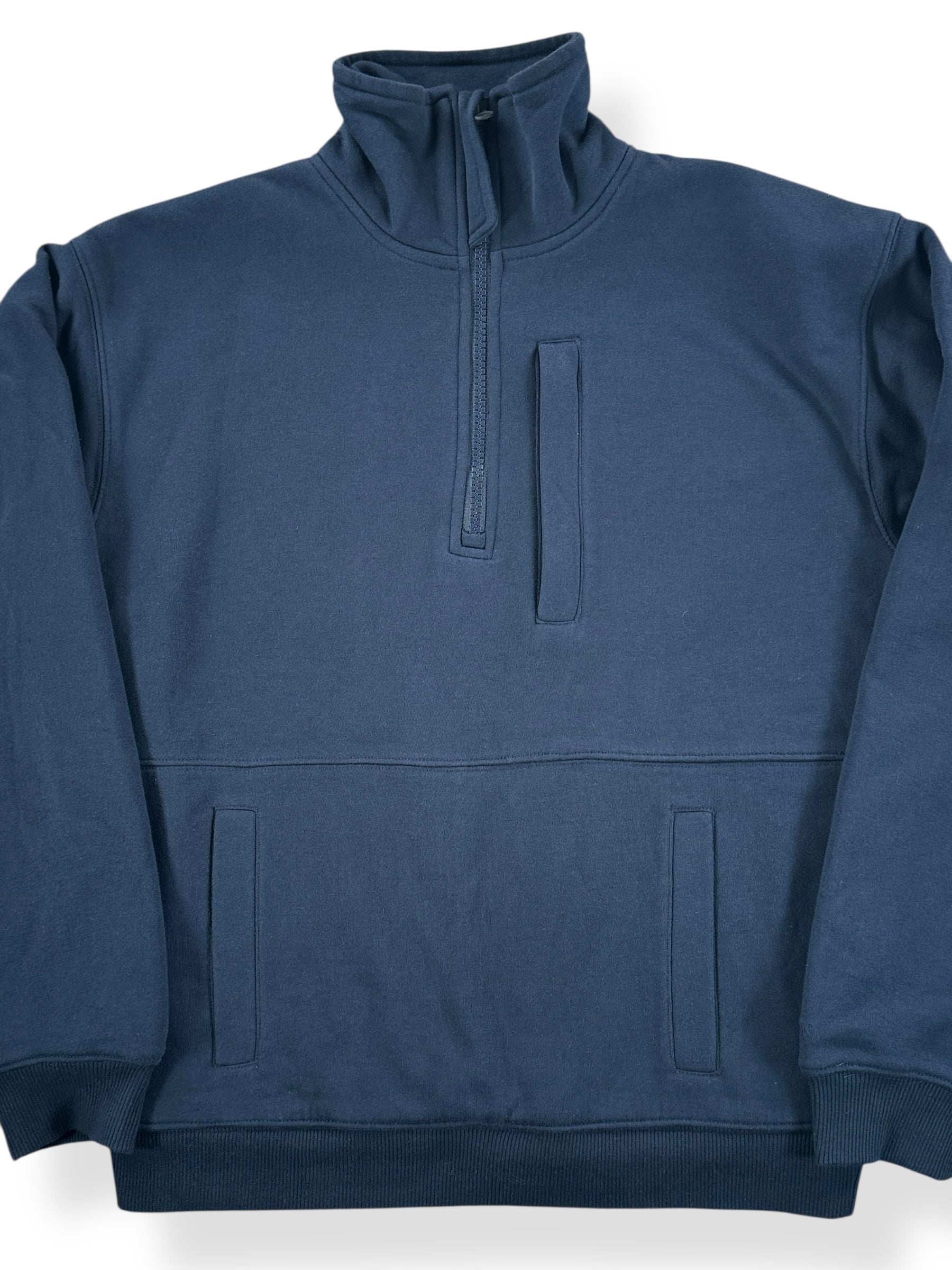 Front Close Up of Modern Filson Waffle Knit Half Zip Sweatshirt SZ S