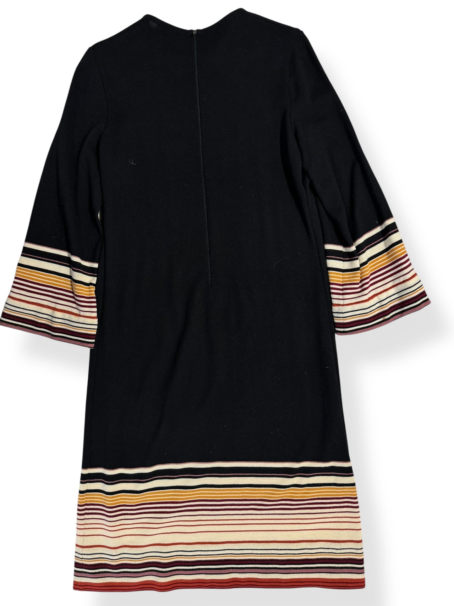 Front view of 70s Goldworm Wool Stripe Dress M-L
